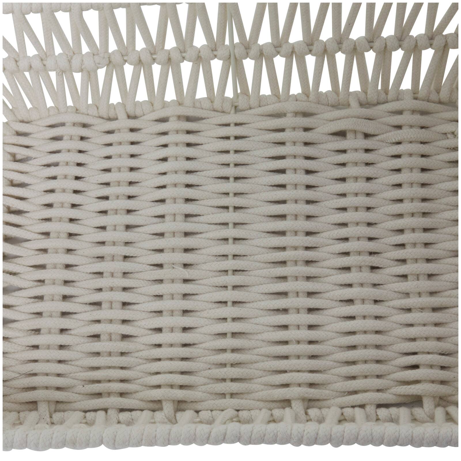 White Cotton Handmade Woven Storage Basket with Handles Set of 2 19&#x22;, 18&#x22;