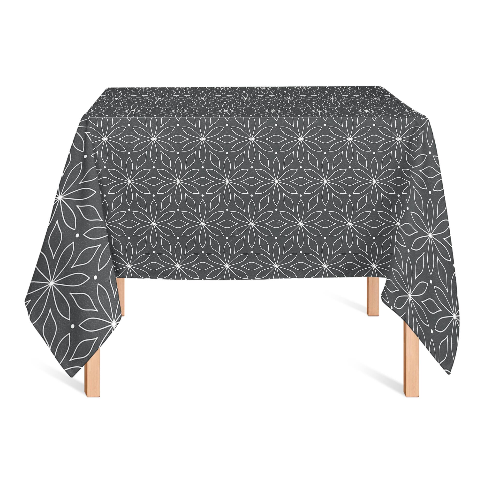 Monochromatic Flowers Tablecloth