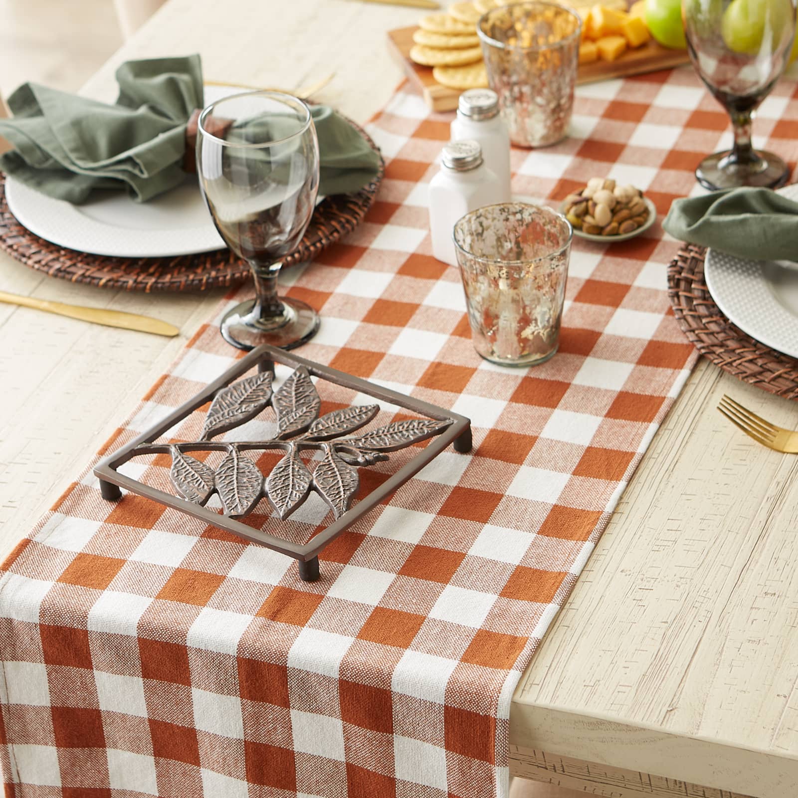 DII® 108" Heavyweight Check Fringed Table Runner