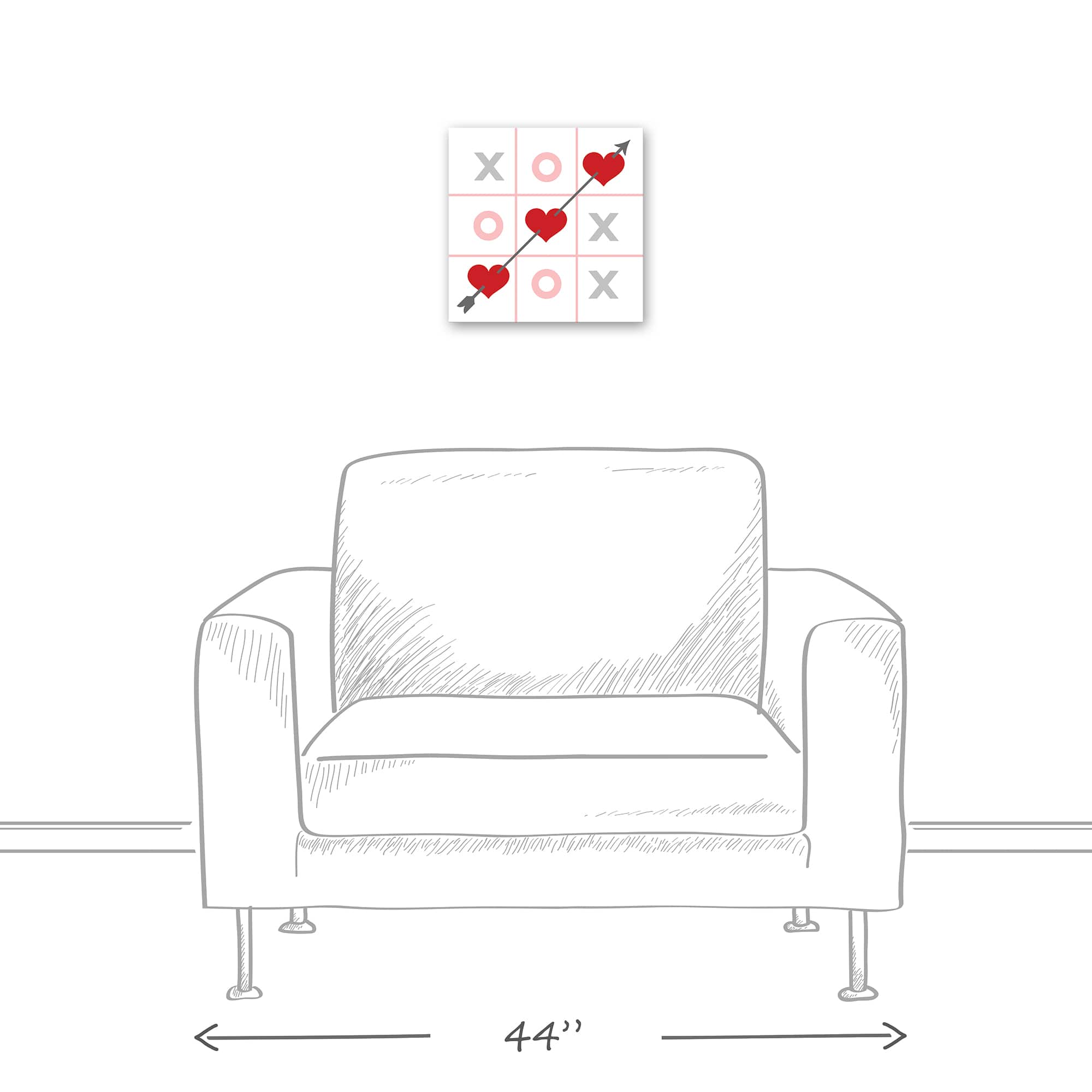 Tic Tac Toe Hearts 12" x 12" Canvas Wall Art