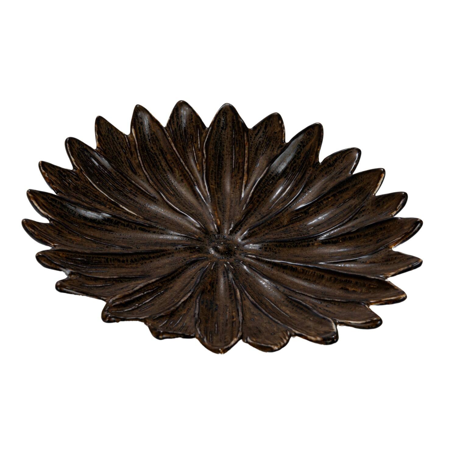Hello Honey® 6.5" Brown Glaze Stoneware Flower Plate, 4ct.