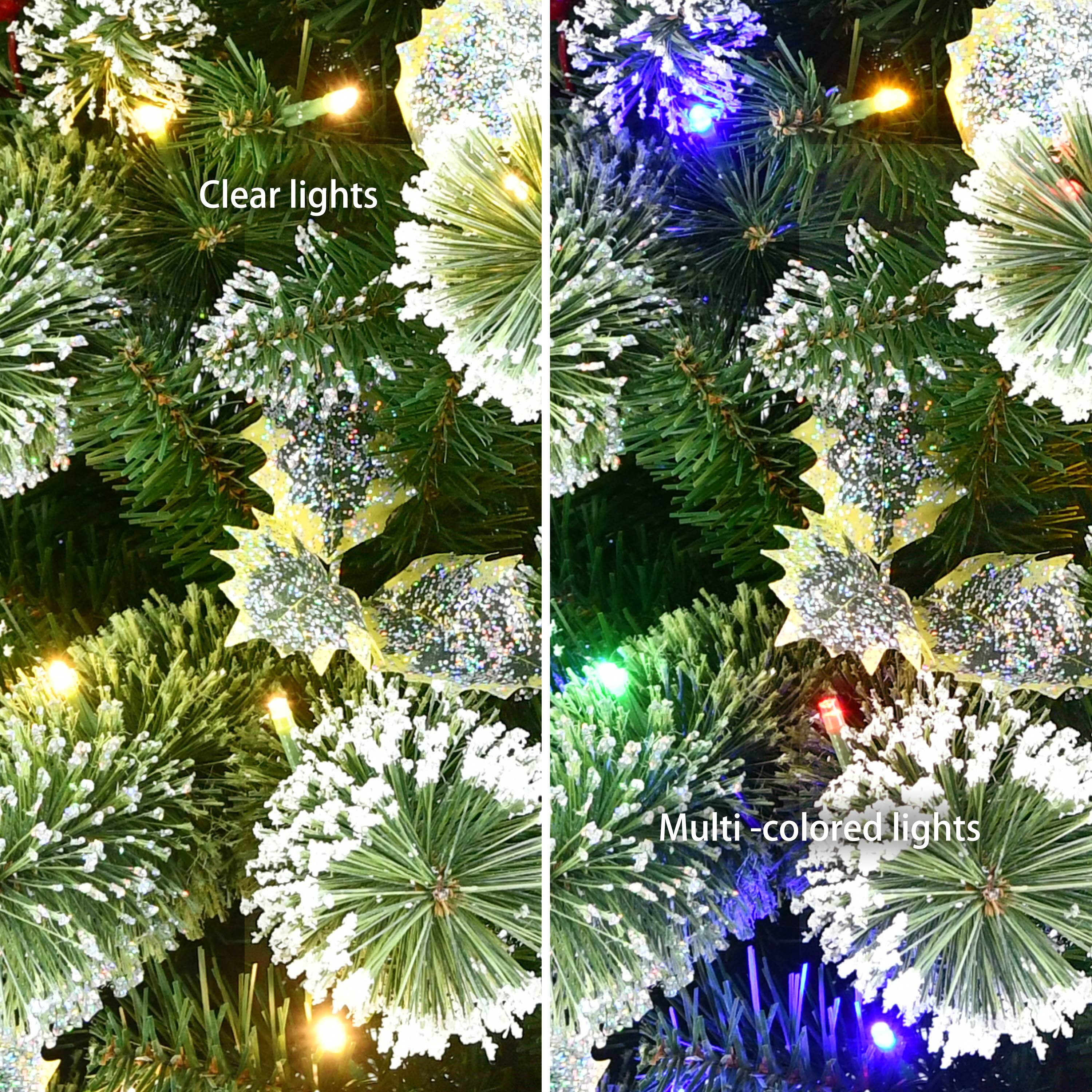 7.5ft. Pre-Lit Snowy Silverton Slim Pine Artificial Christmas Tree, Dual-Color LED Lights