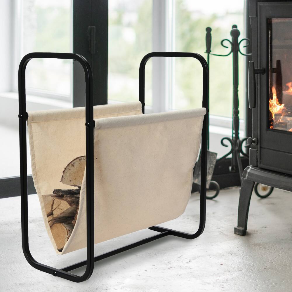 Household Essentials 20&#x22; Canvas &#x26; Metal Magazine Rack