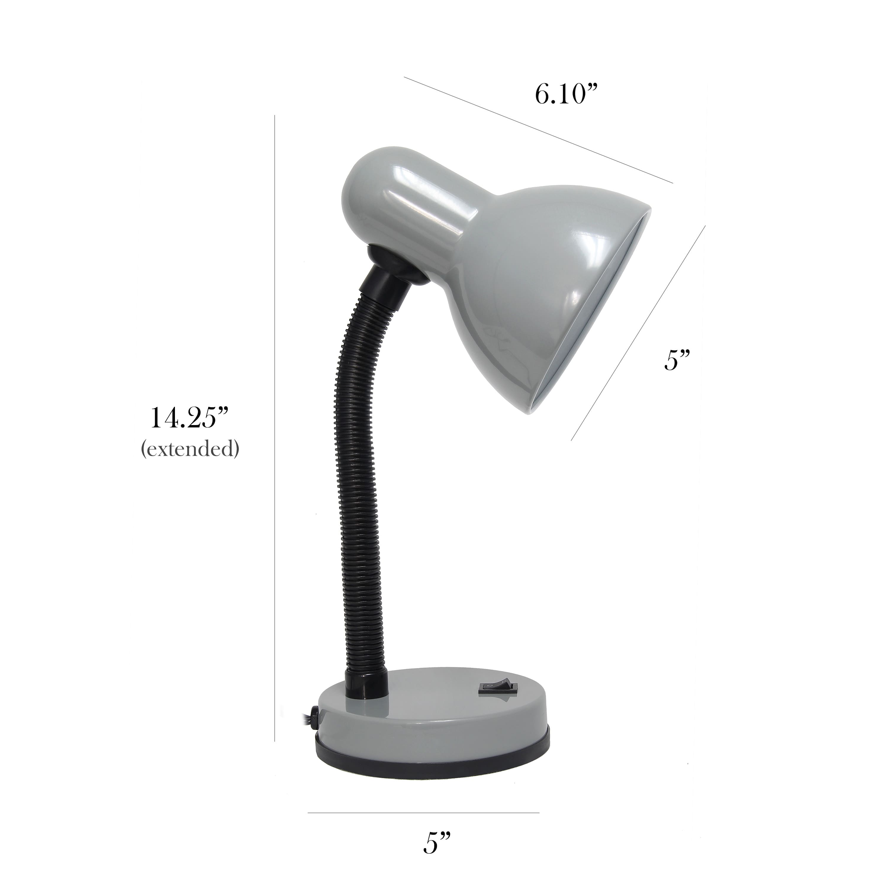 Simple Designs 14.5&#x22; Basic Metal Desk Lamp with Flexible Hose Neck