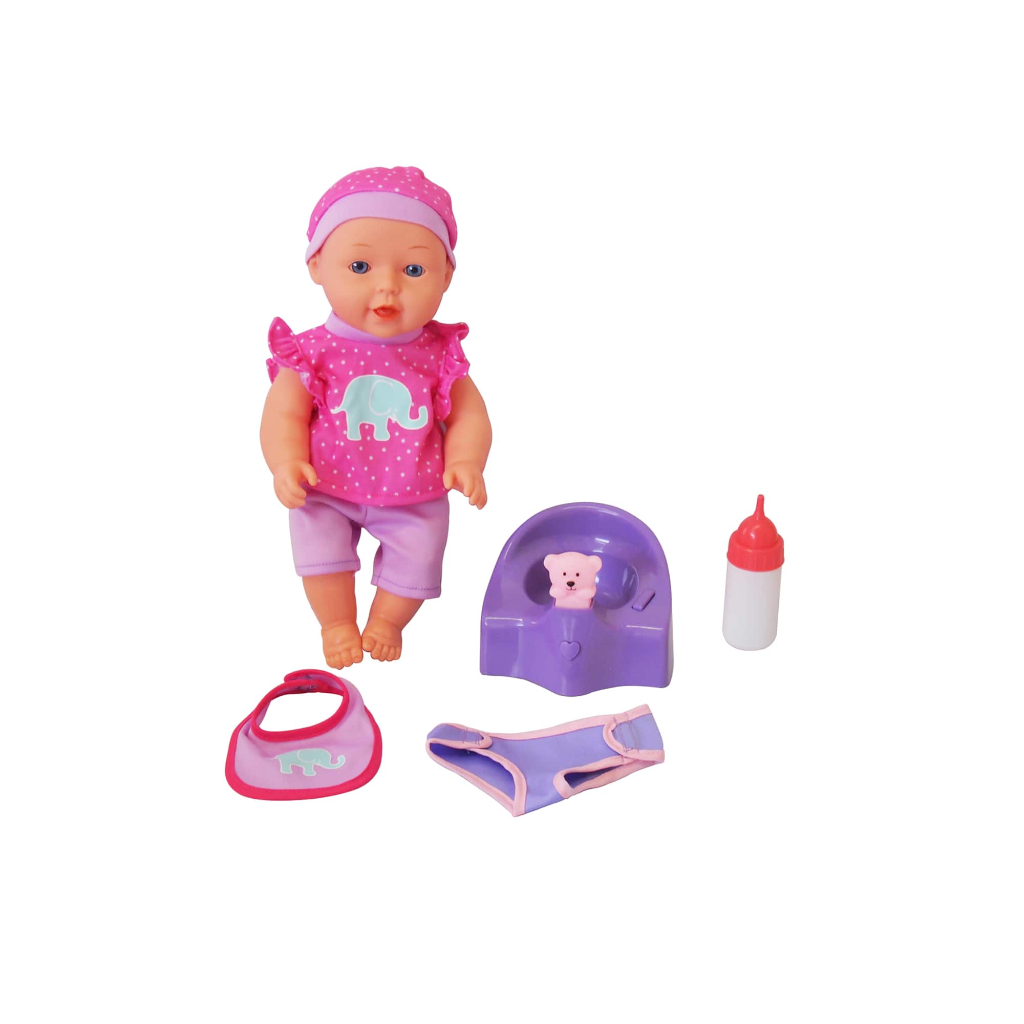 Dream Collection 12" Pink Baby Doll With Musical Potty