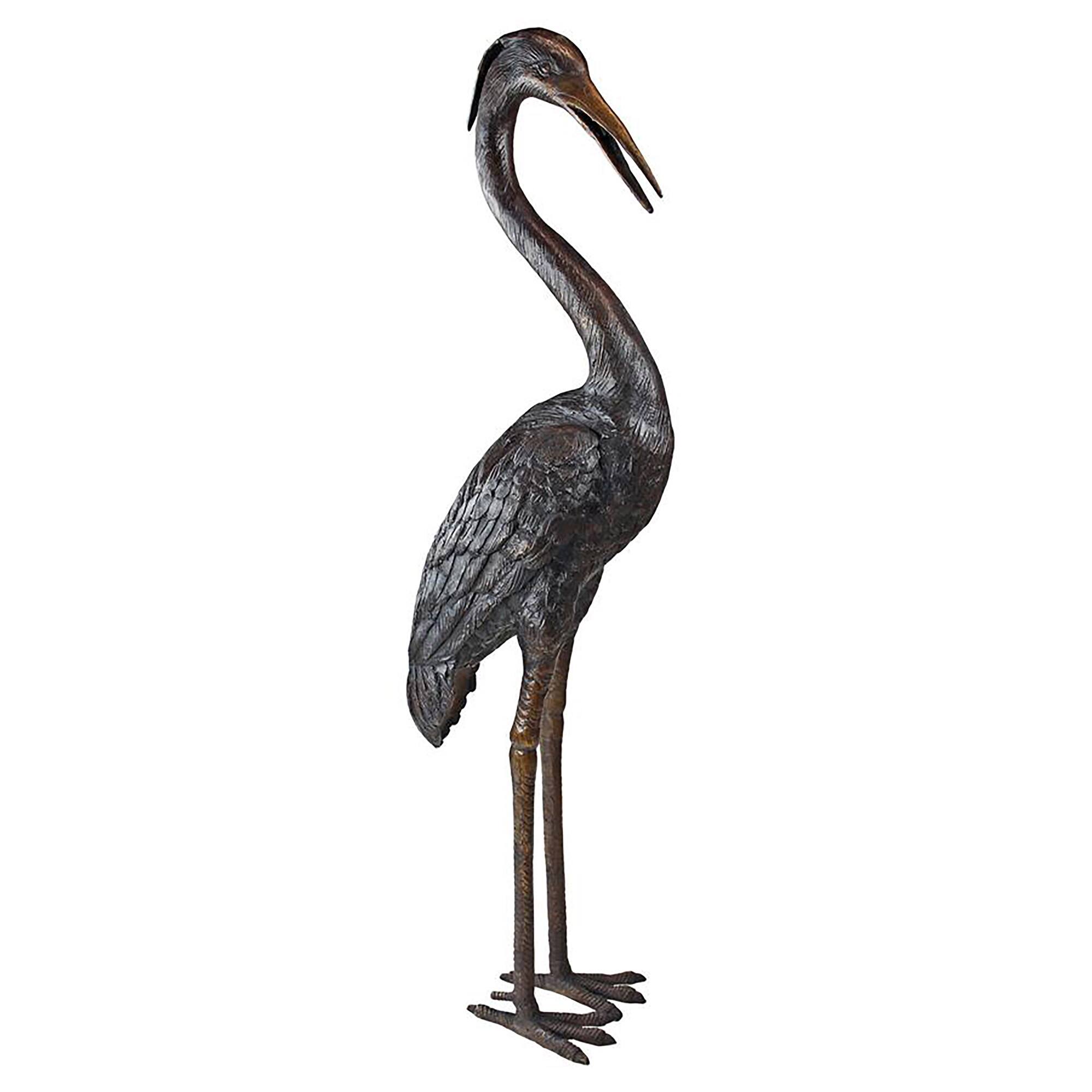 Design Toscano 37" Heron Head Low Cast Bronze Garden Statue