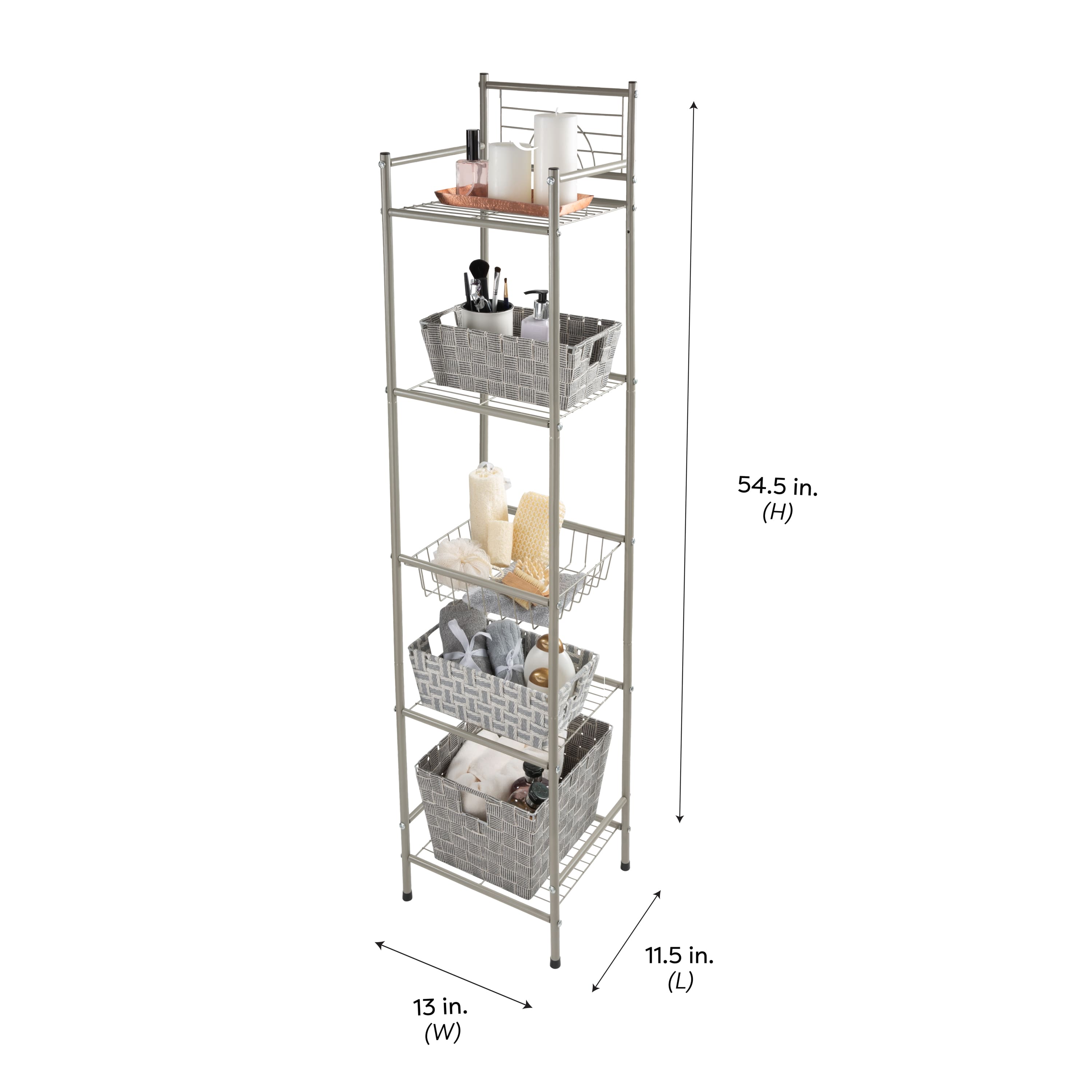 Bath Bliss Satin Nickel Bronze 5-Tier Storage Shelf