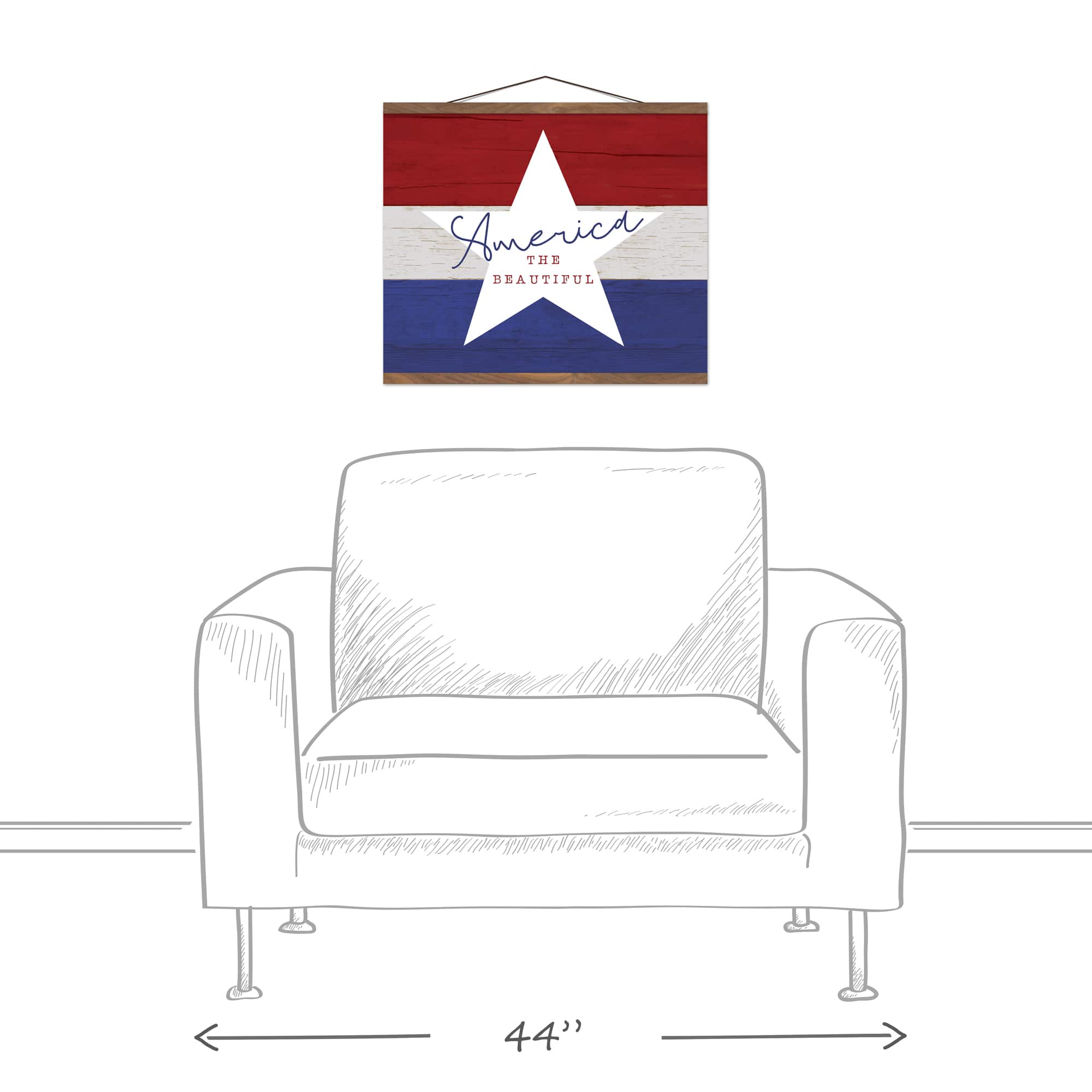 America the Beautiful Teak Hanging Canvas 