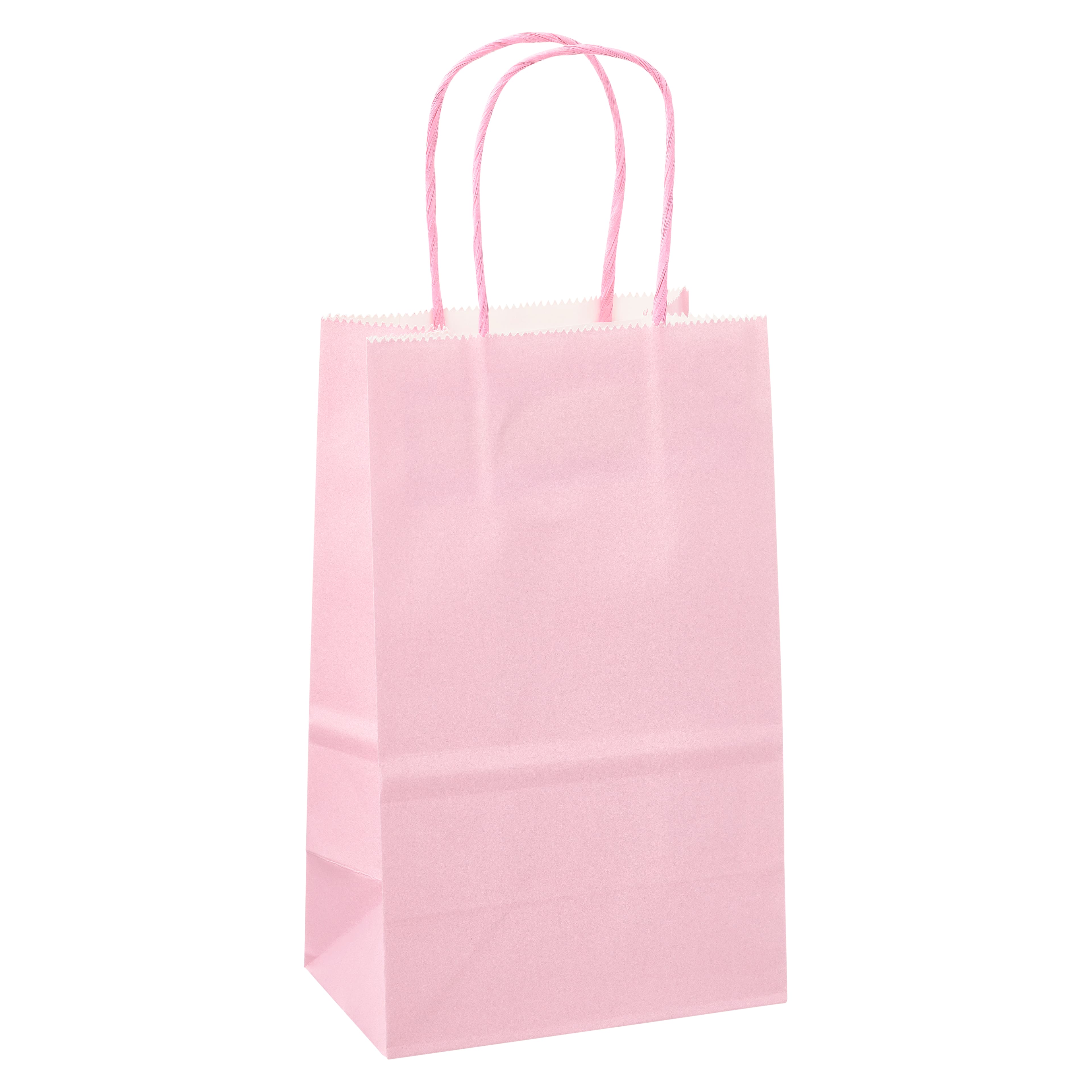 Pack of 100 Medium Landscape Pink Paper Gift Bags With Rope