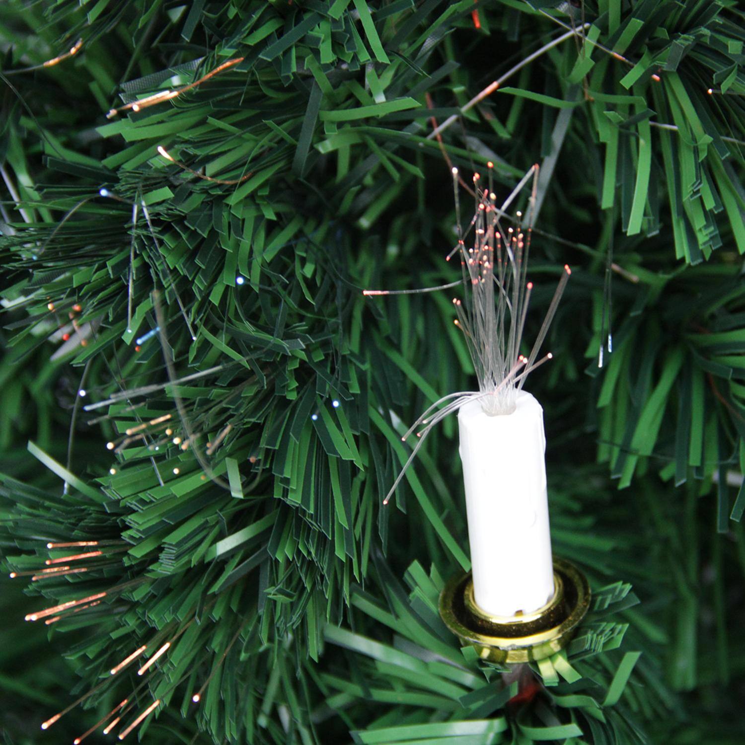 4ft. Pre-Lit Fiber Optic Artificial Christmas Tree with Candles