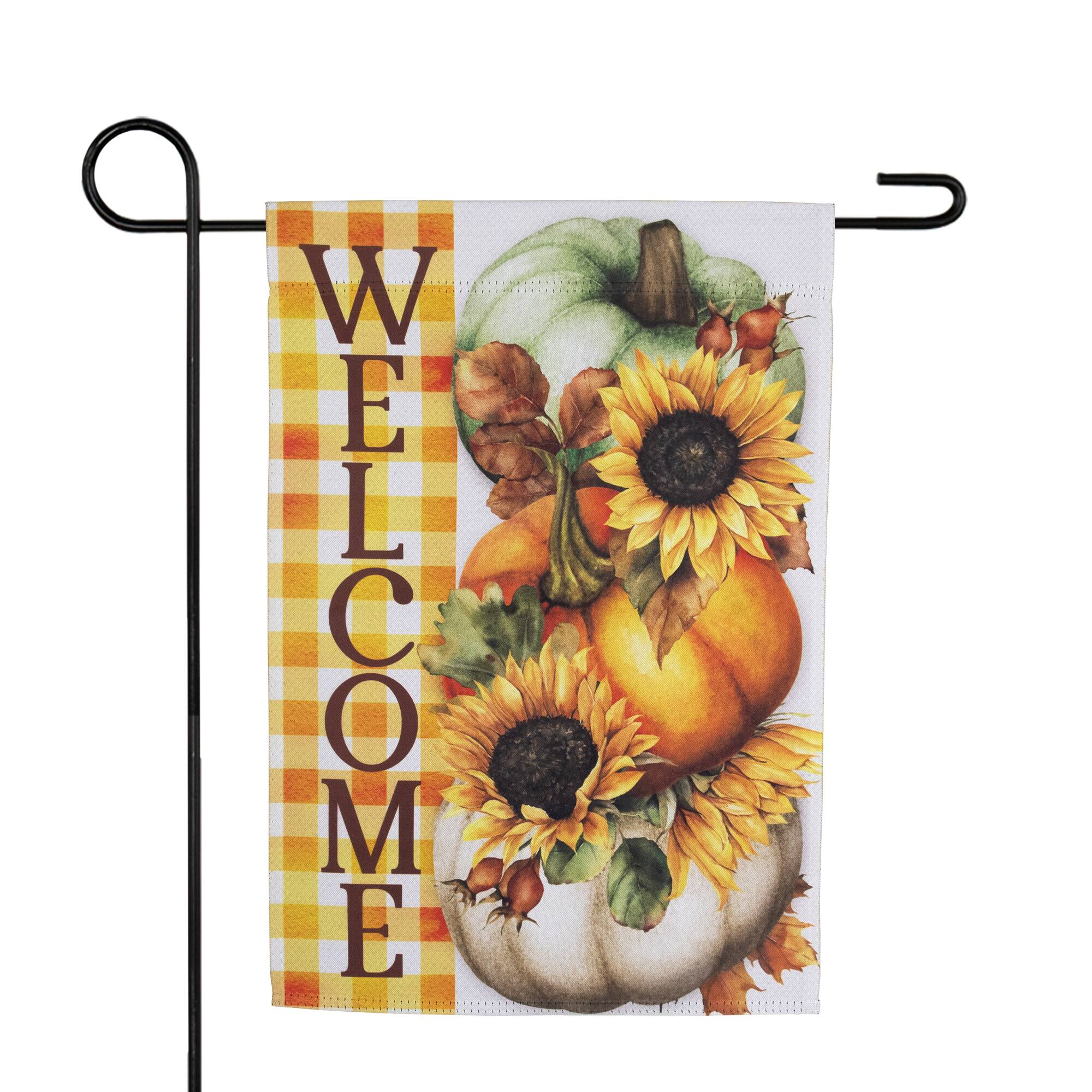 18&#x22; x 12.5&#x22; Pumpkins &#x26; Sunflowers Welcome Fall Harvest Outdoor Garden Flag