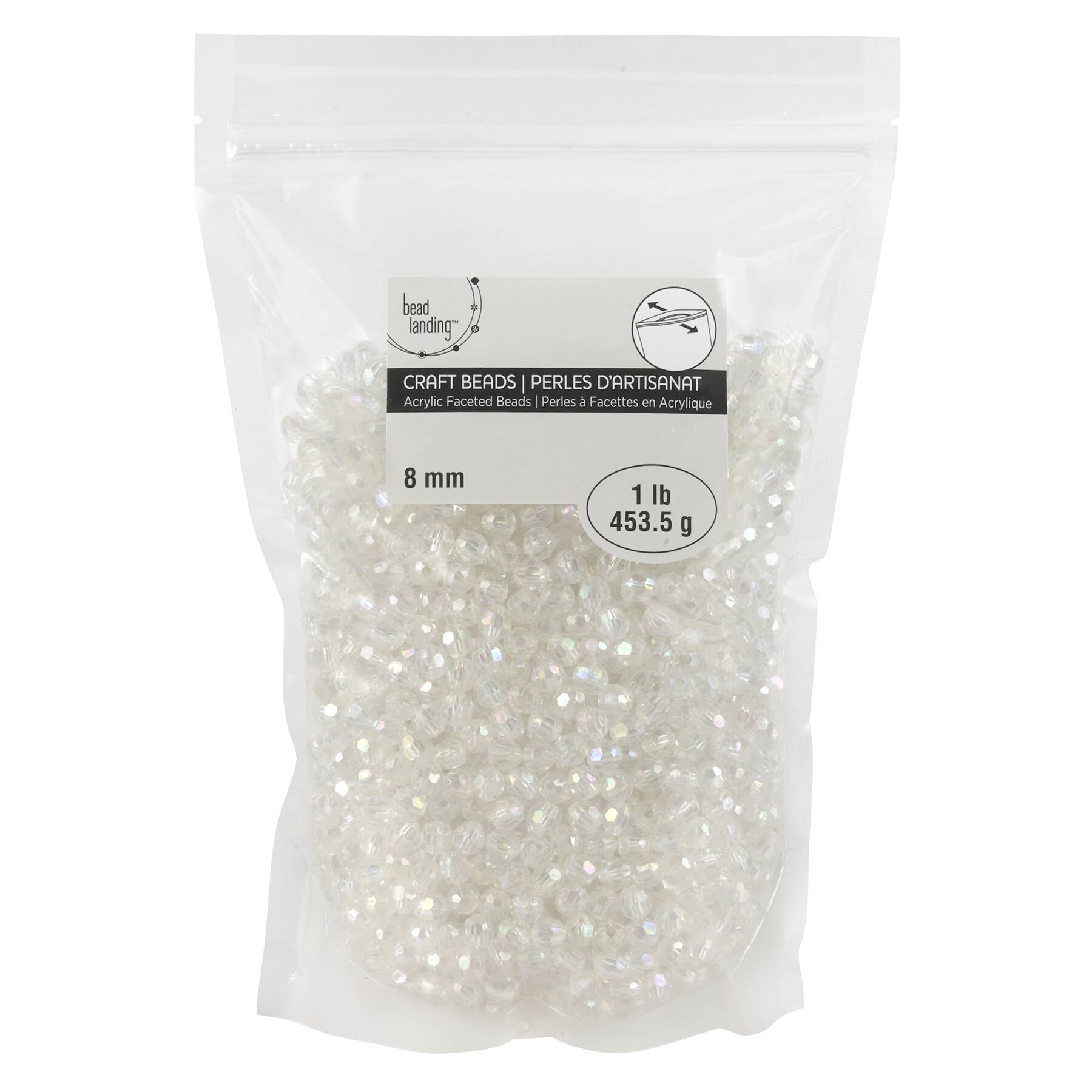 6 Pack: Clear Aurora Borealis Faceted Acrylic Round Craft Beads by Bead Landing™, 8mm