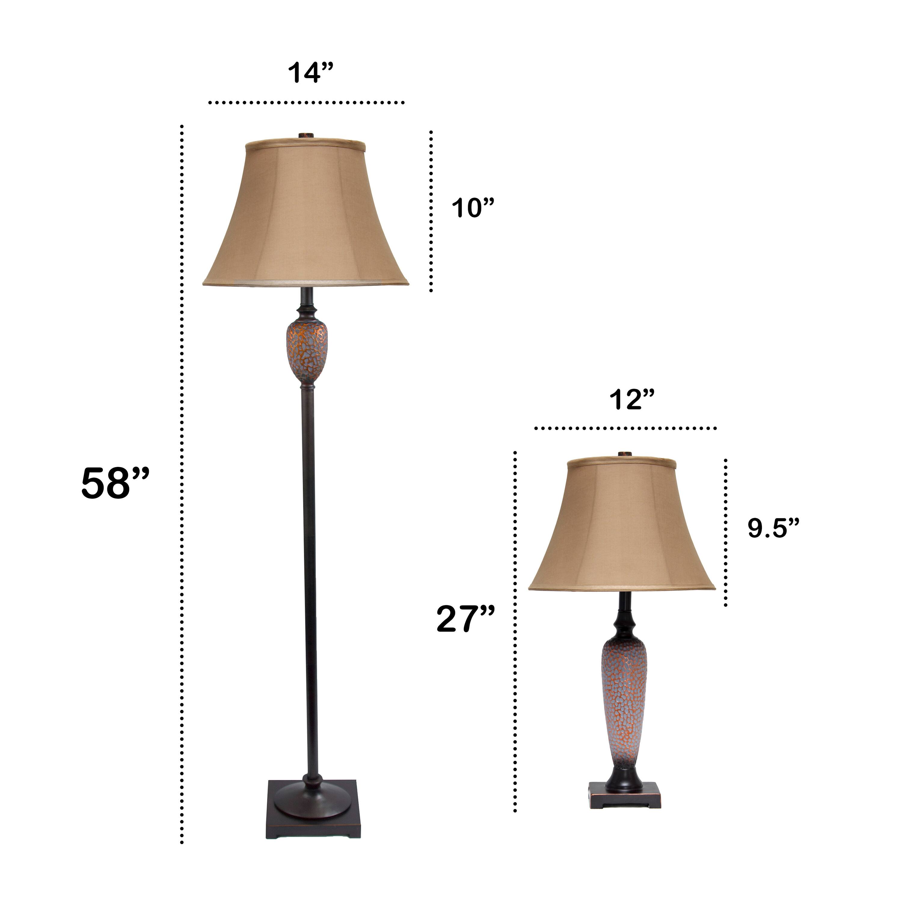 Lalia Home Hammered Bronze Table and Floor Lamp Set