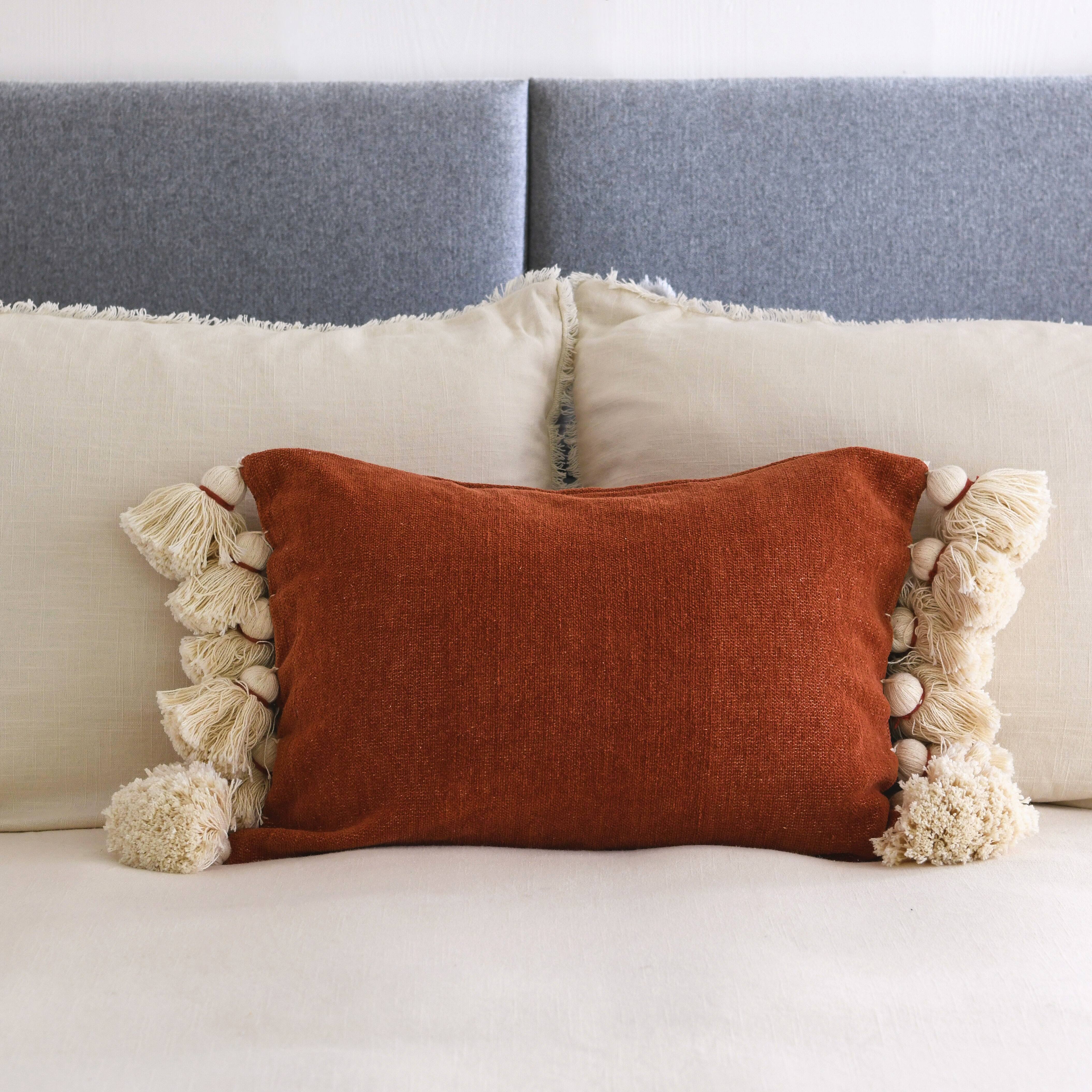 Hello Honey&#xAE; Cotton Chenille Lumbar Pillow with Tassels