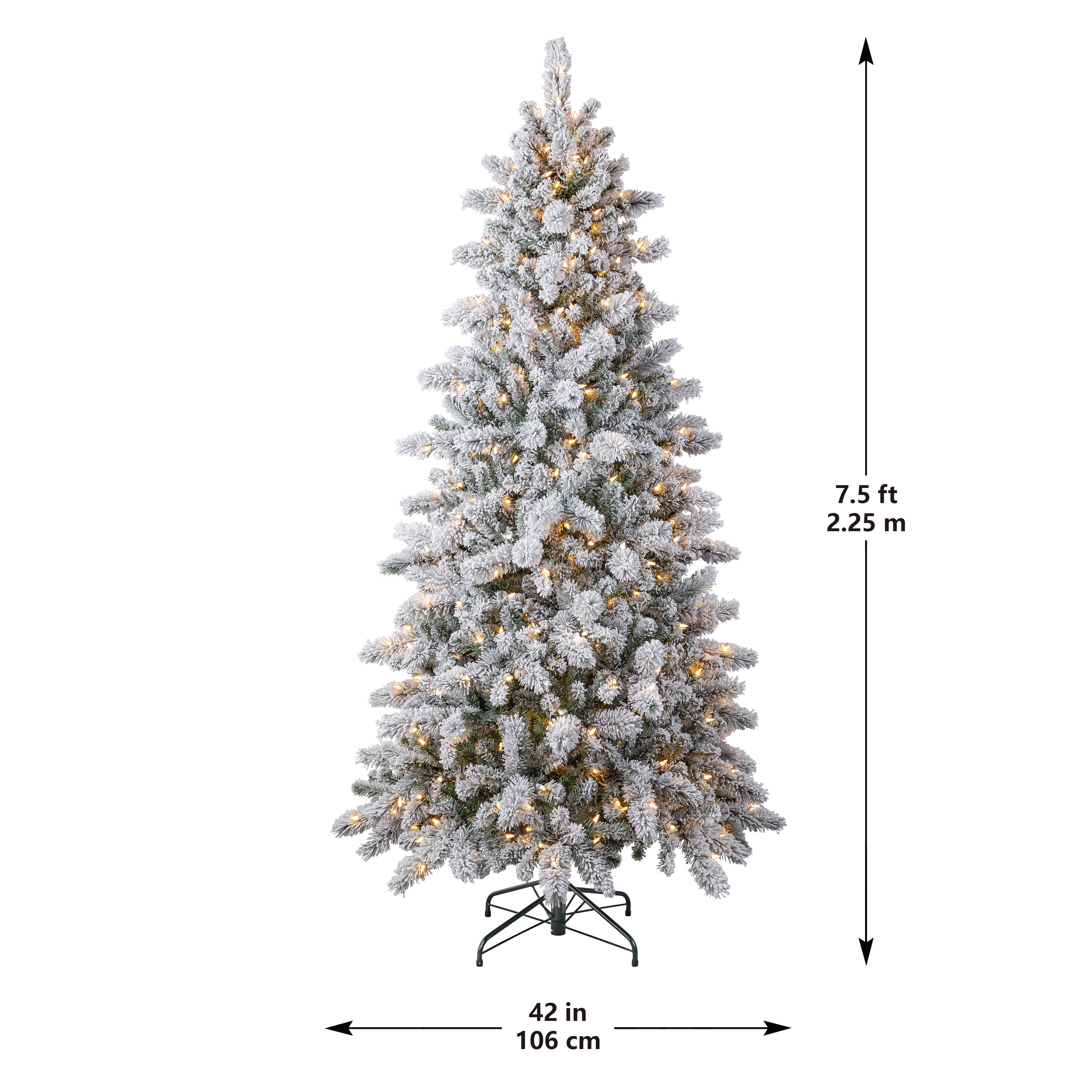 7.5ft. Pre-Lit Vermont Flocked Artificial Christmas Tree, Warm White Twinkle LED Lights by Ashland&#xAE;