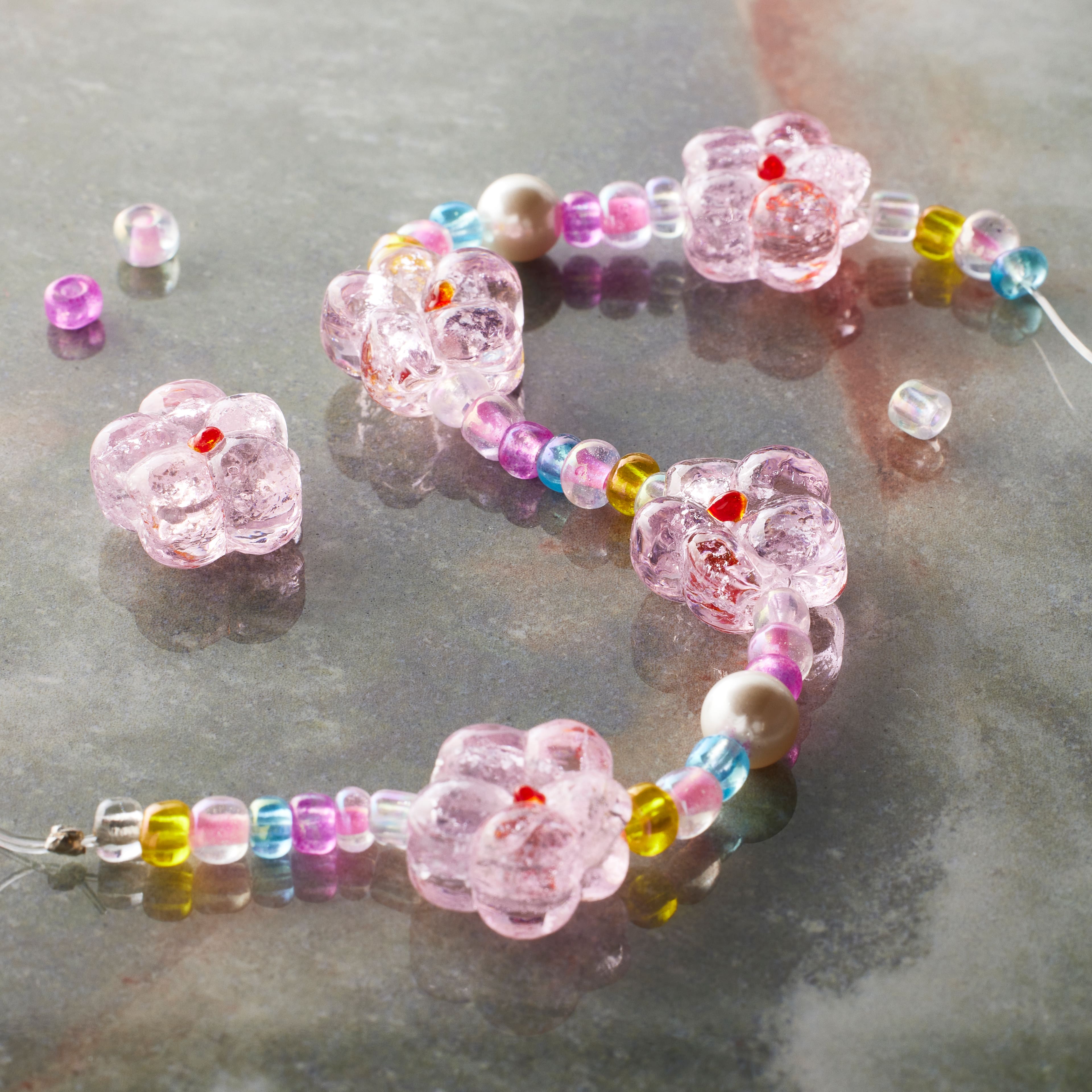 12 Packs: 5 ct. (60 total) Pink Flower Lampwork Glass Bead Mix by Bead Landing™