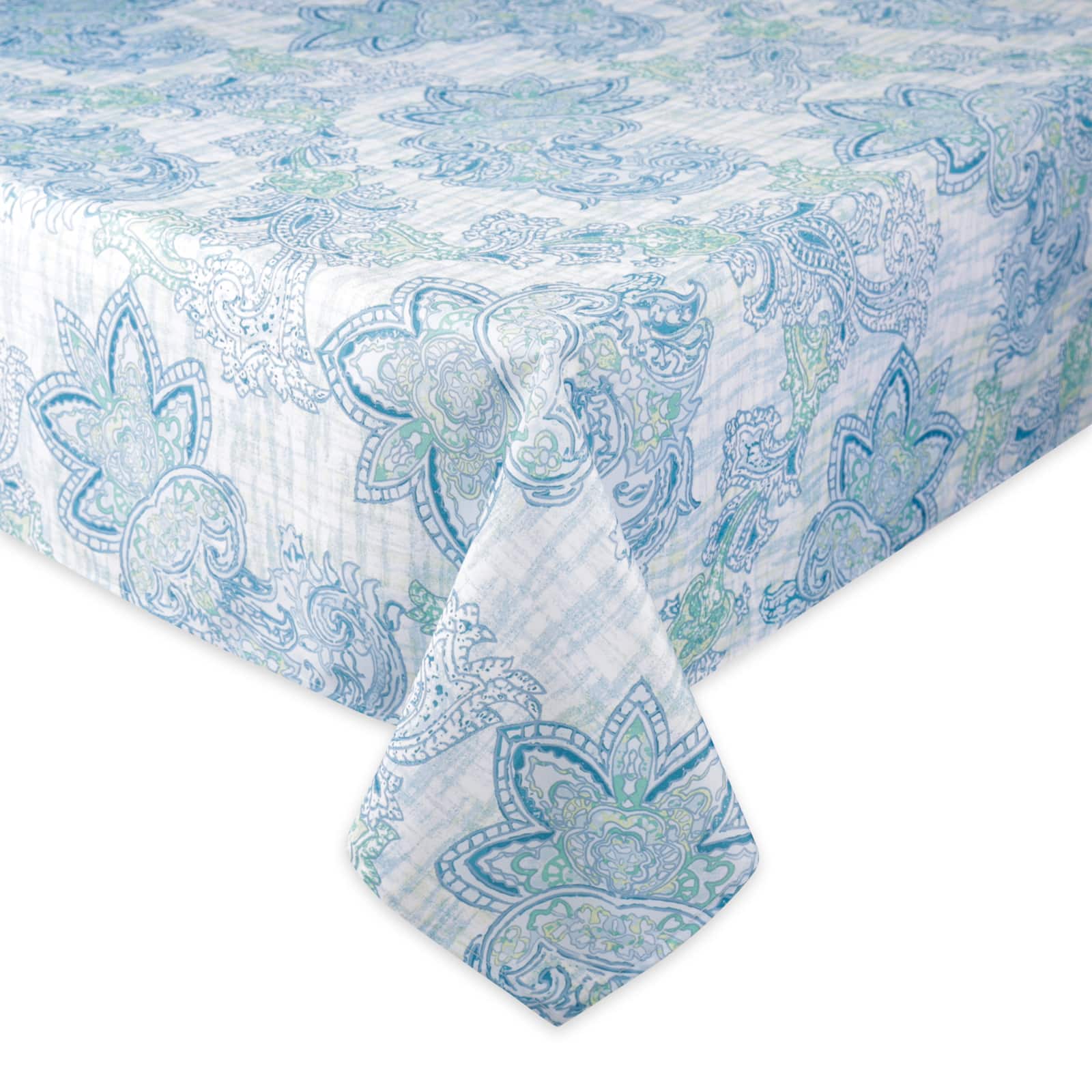Blue Watercolor Paisley Print Outdoor Tablecloth 60" x 120"