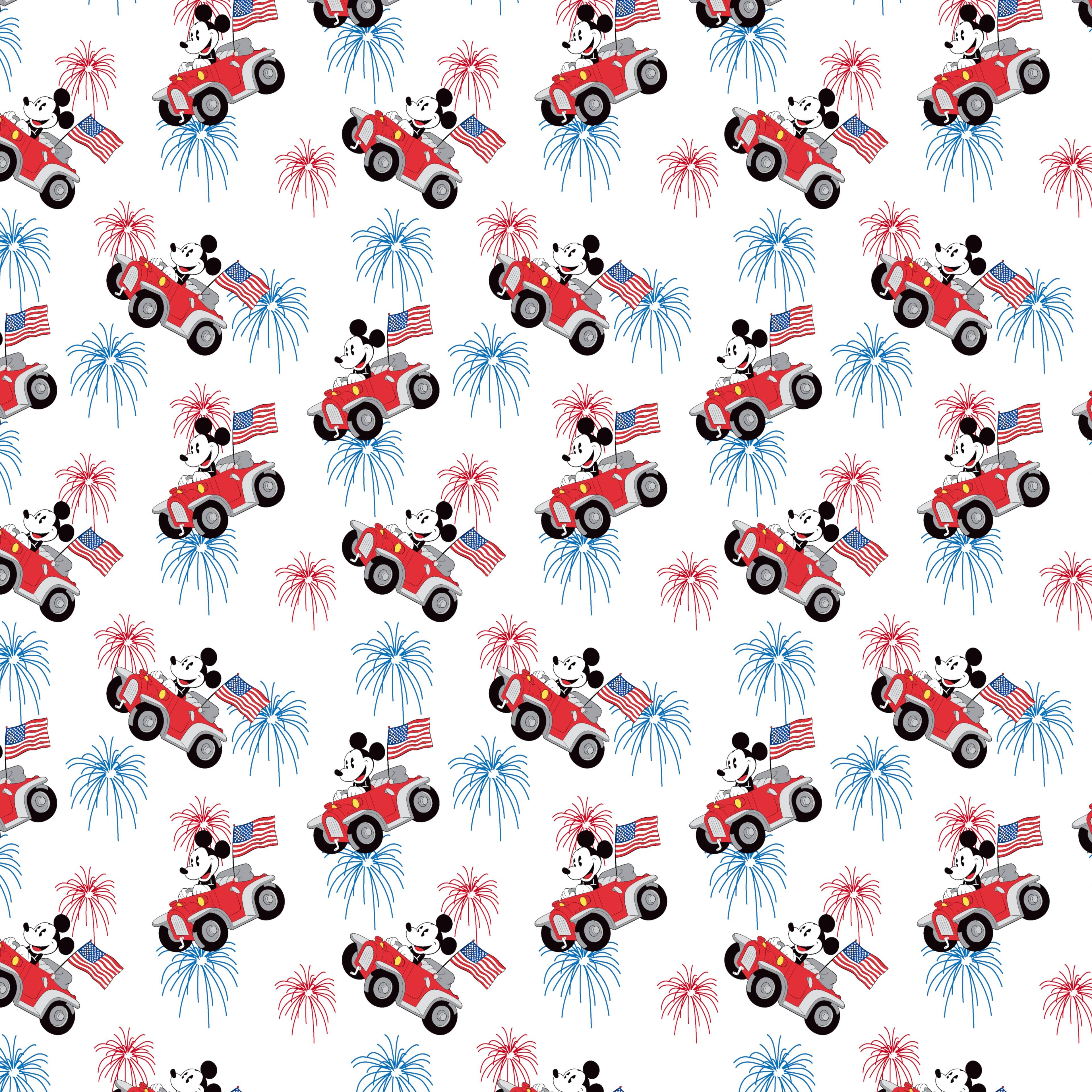 Disney&#xAE; Patriotic Mickey Mouse in a Car Cotton Fabric