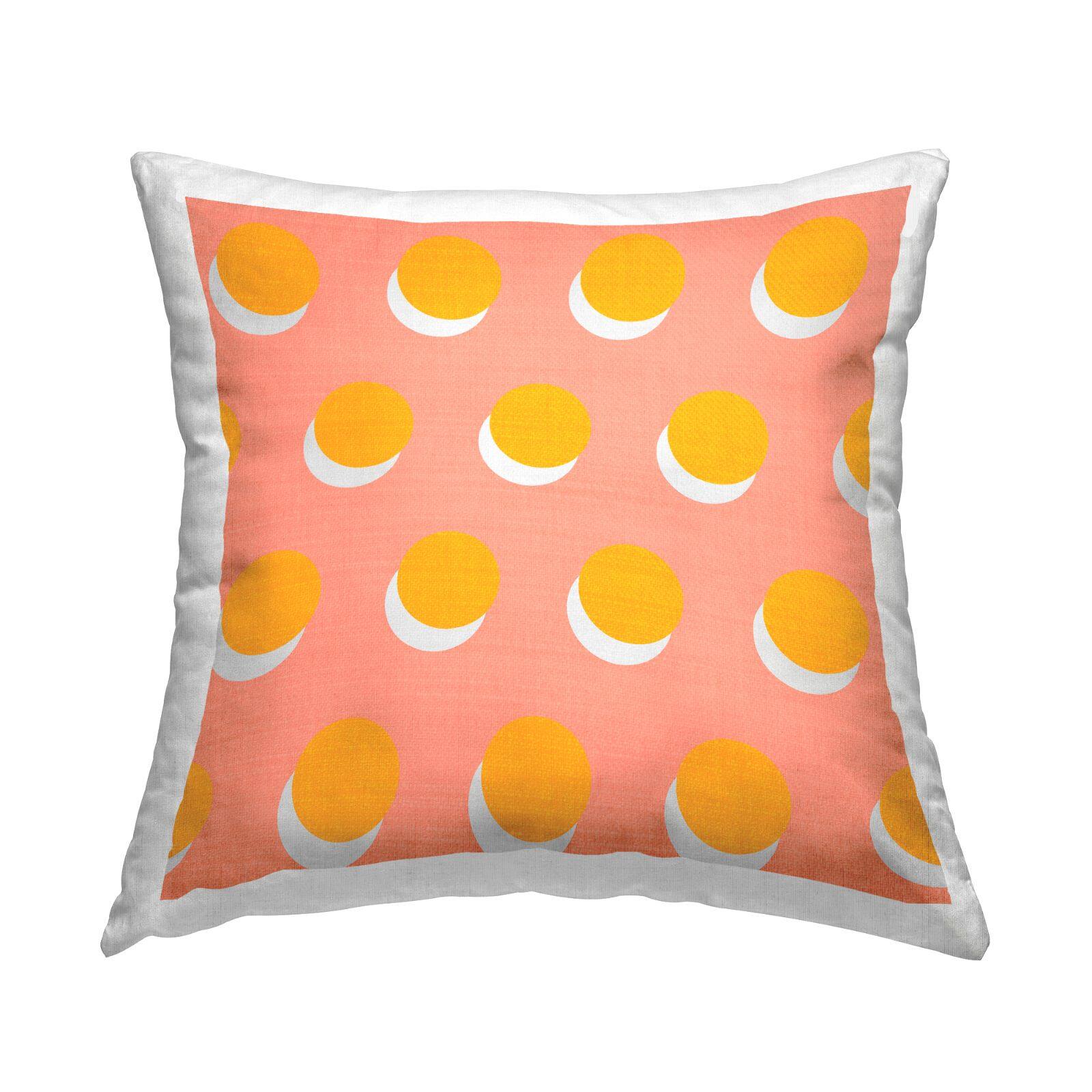 Stupell Industries Yellow Over Pink Polka Dot Circles Throw Pillow, 18" x 18"