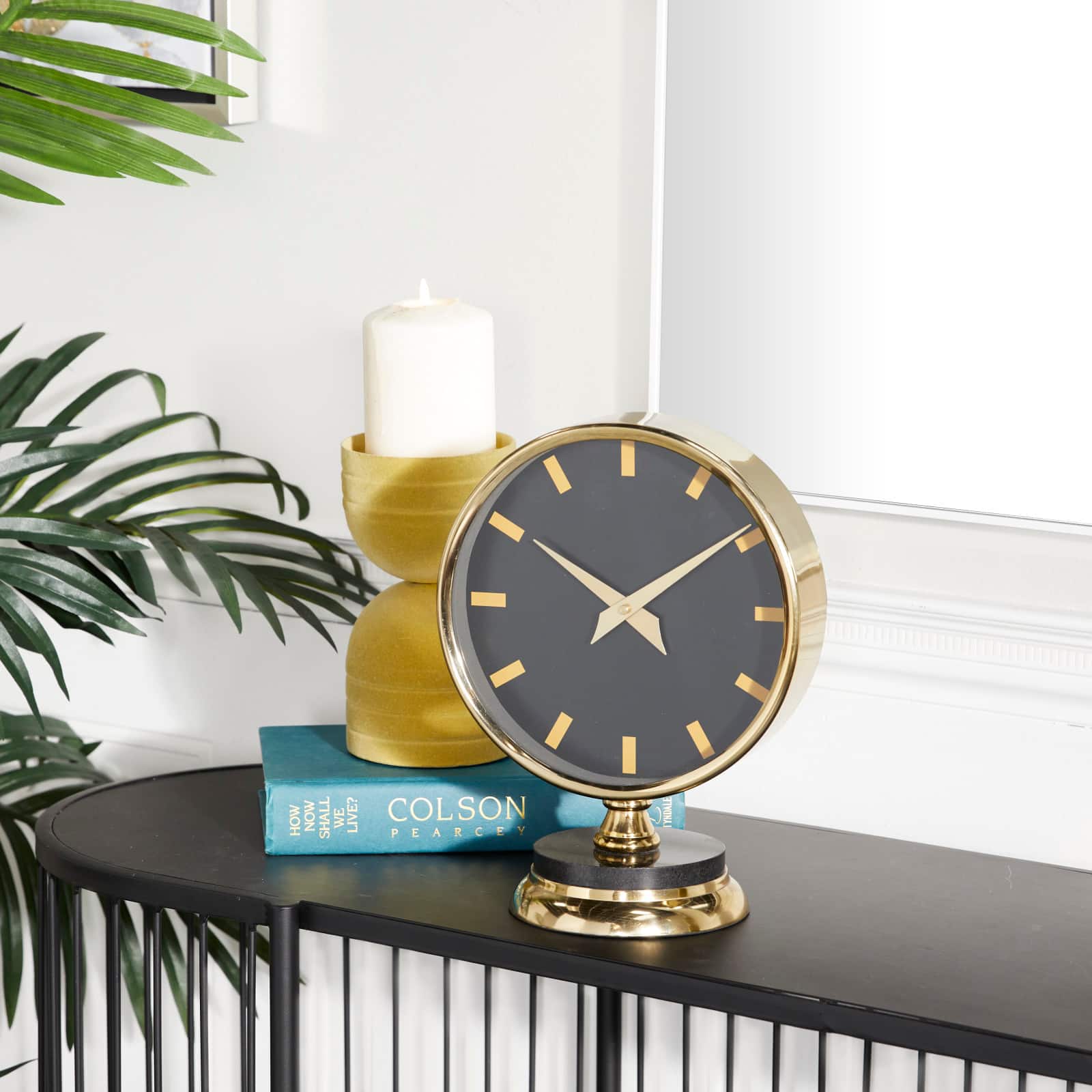 Gold Modern Abstract Clock, 8&#x22; x 5&#x22; x 11&#x22;