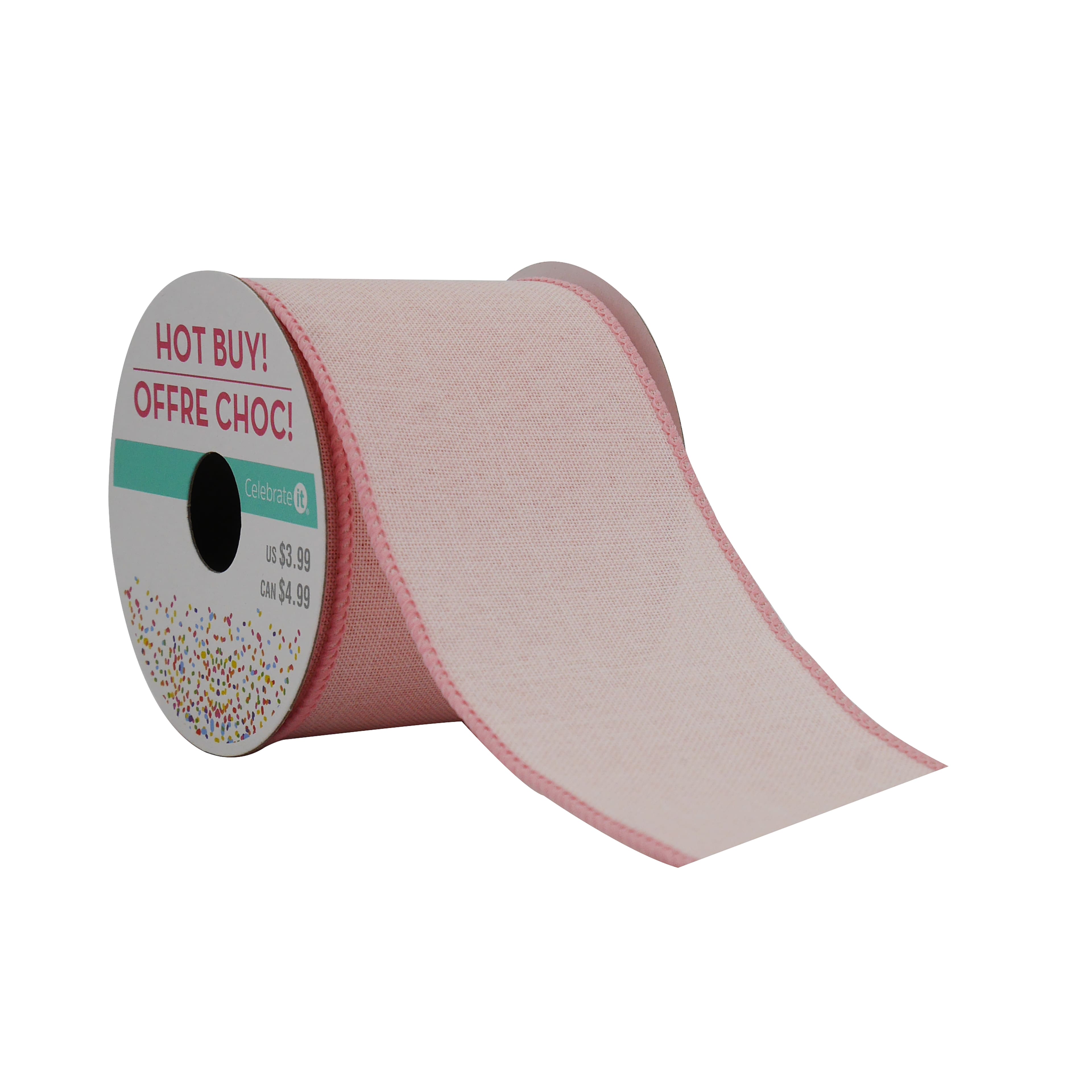 2.5&#x22; x 3yd. Light Pink Wired Faux Burlap Ribbon by Celebrate It&#xAE; Hot Buy!