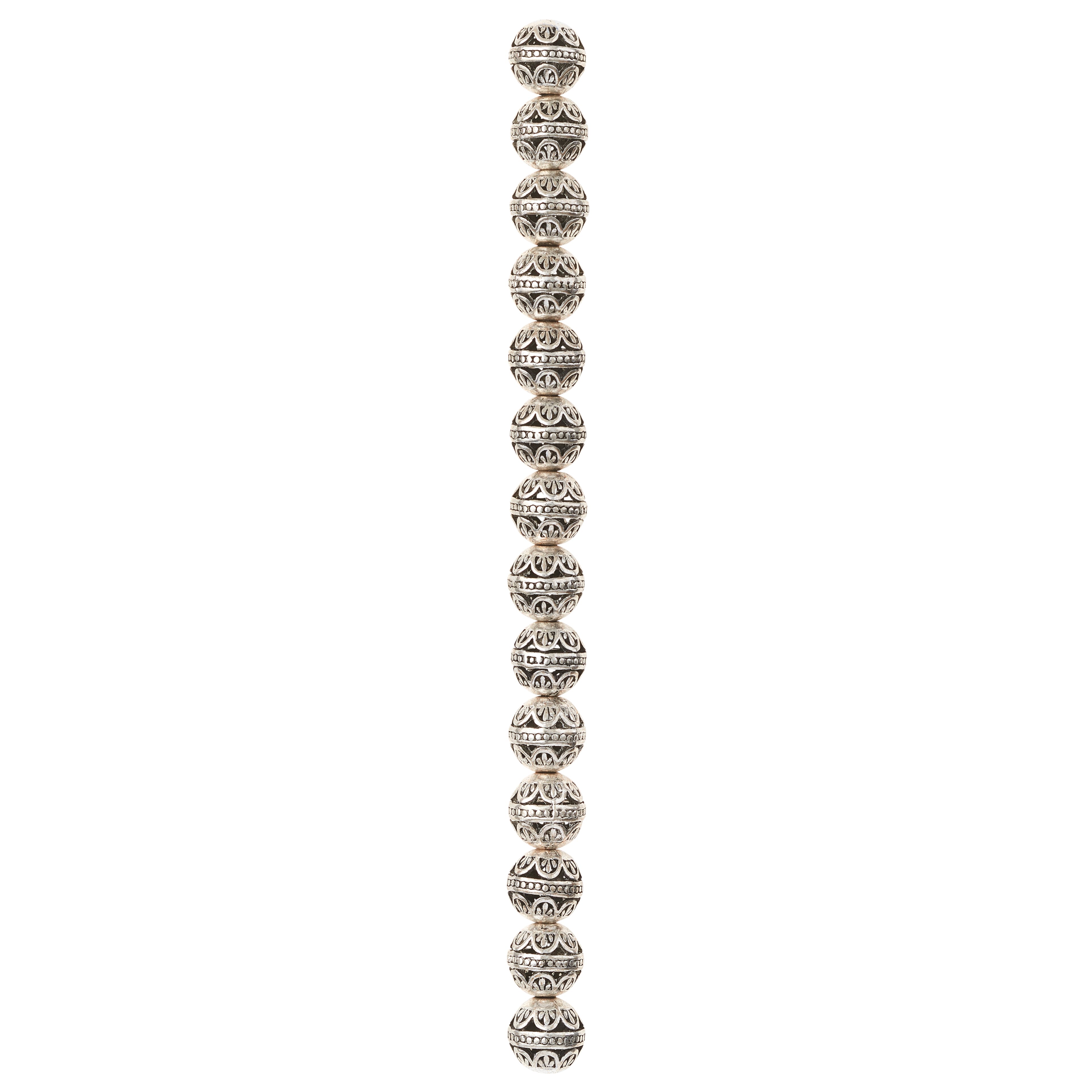 Silver Metal Filigree Round Beads, 10mm by Bead Landing&#x2122;