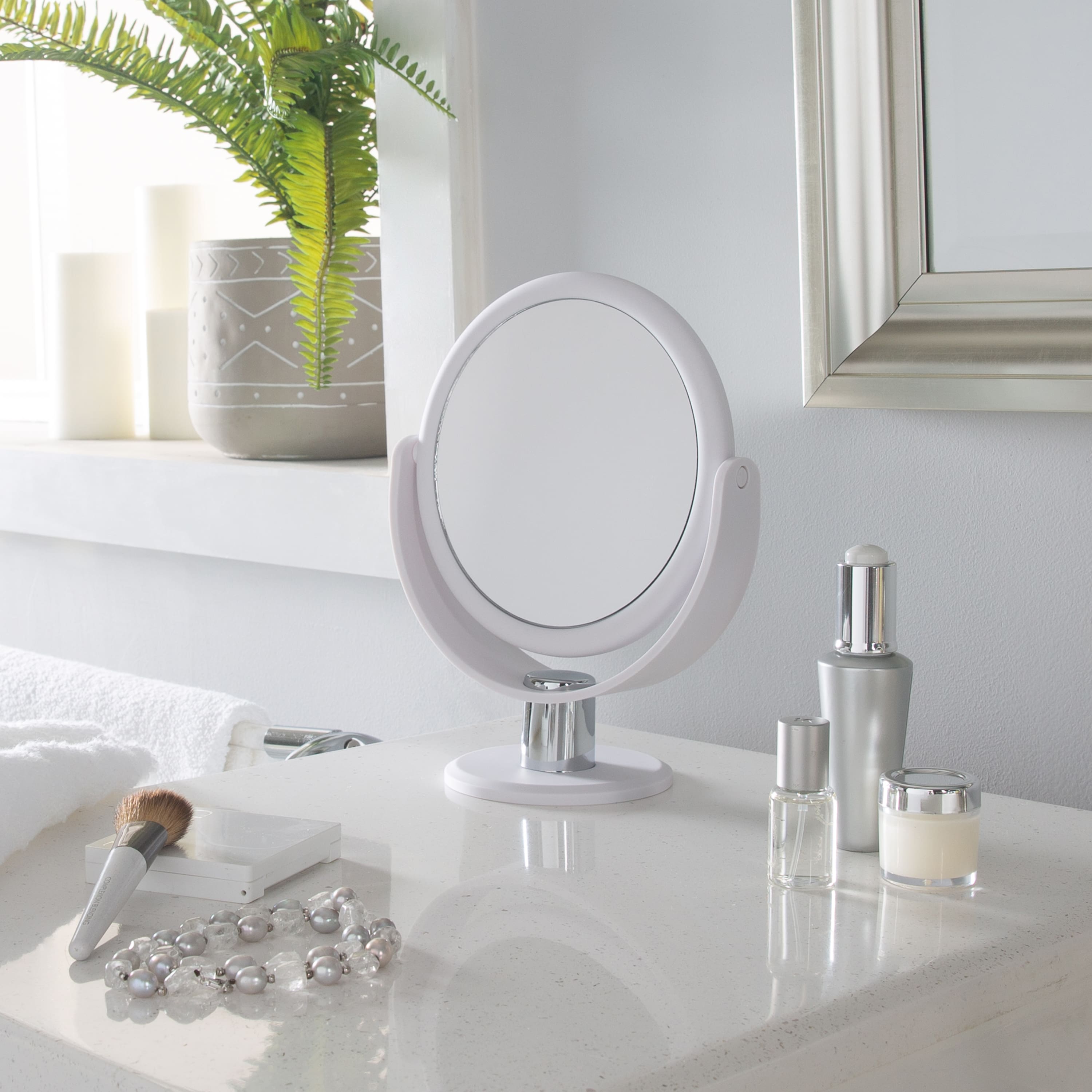 Home Details 7&#x22; Black Dual Sided 10X Magnification Rubberized Vanity Mirror