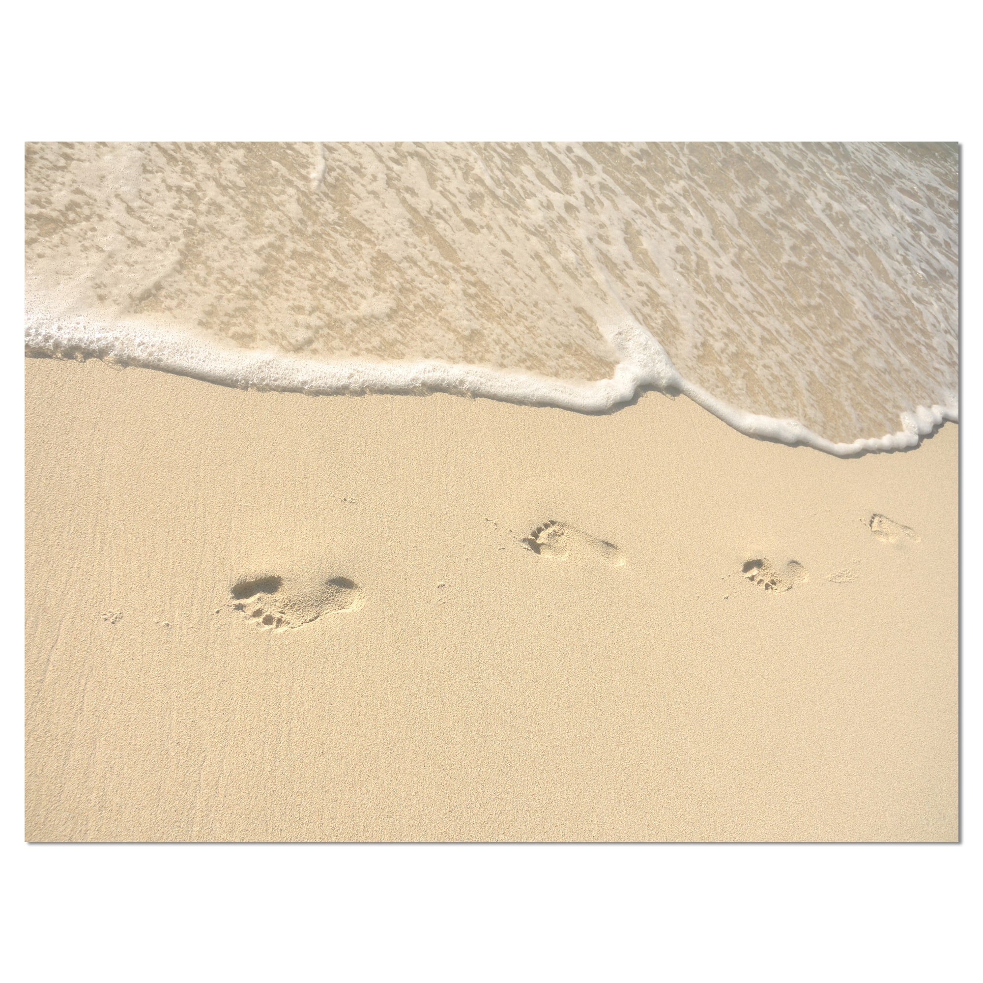 Designart - Footprints in Sand on the Beach - Modern Seascape Canvas Artwork