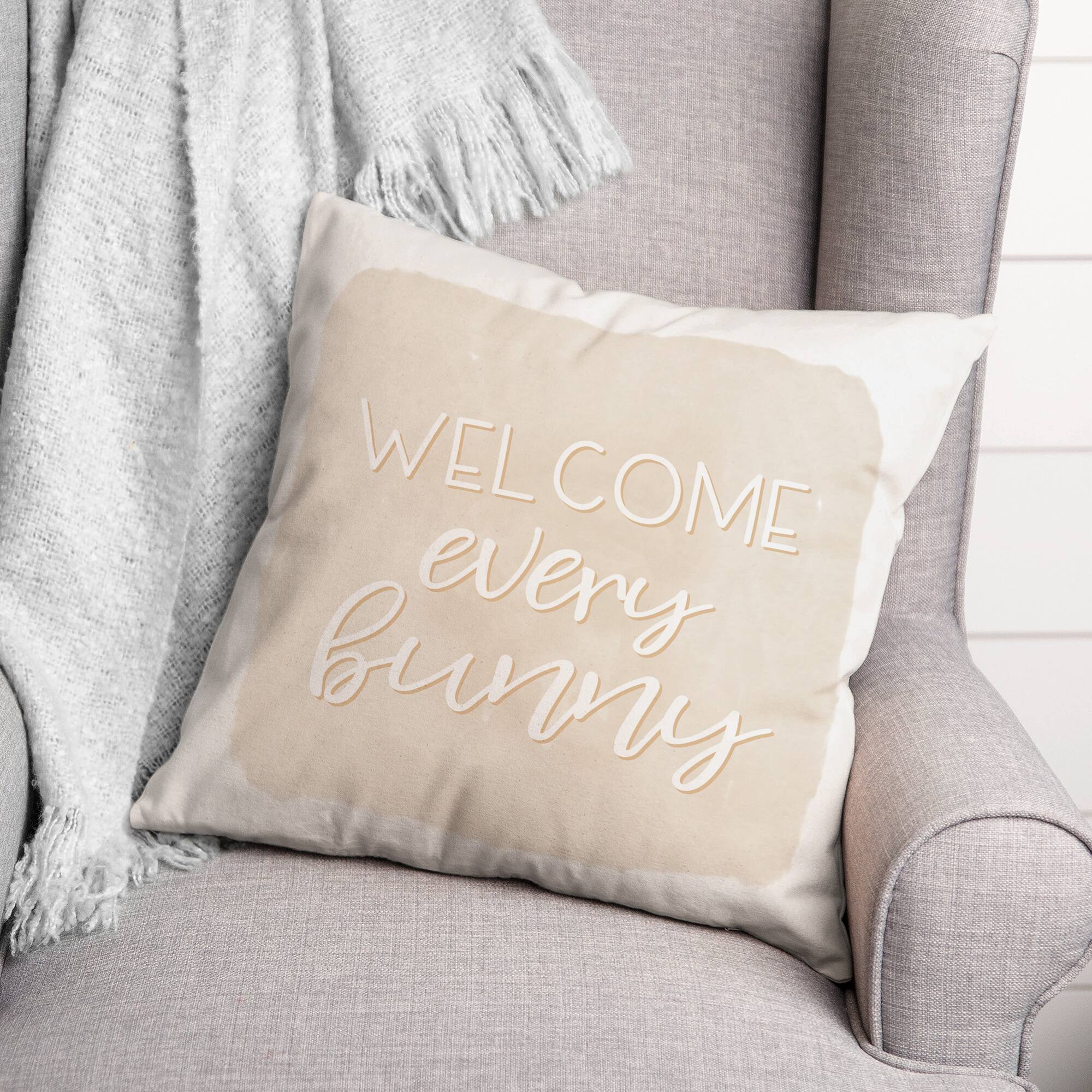 Welcome Every Bunny 3 18" x 18" Indoor / Outdoor Pillow