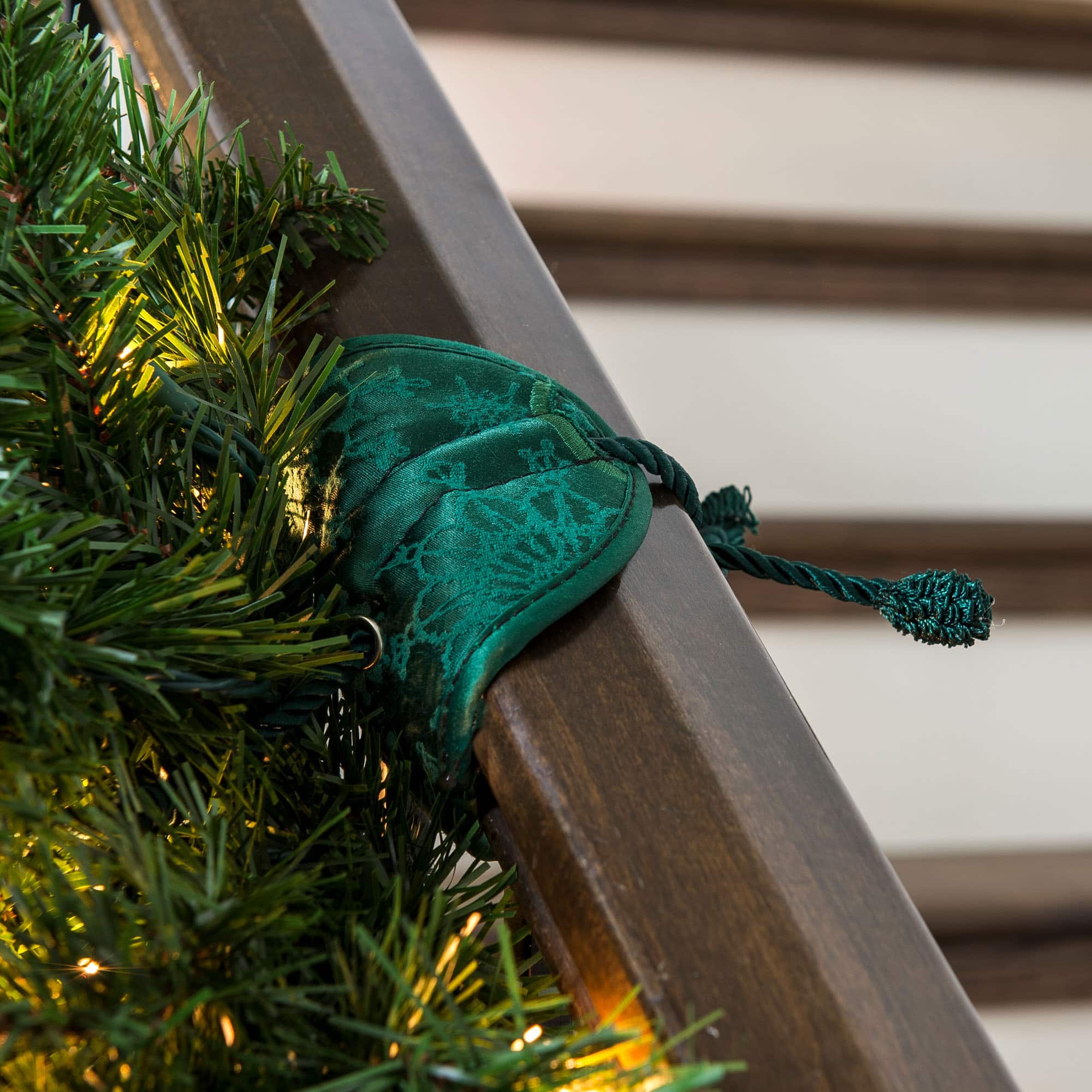 7.25" Snowflakes Patterned Banister Protecting Christmas Garland Ties, 3ct.