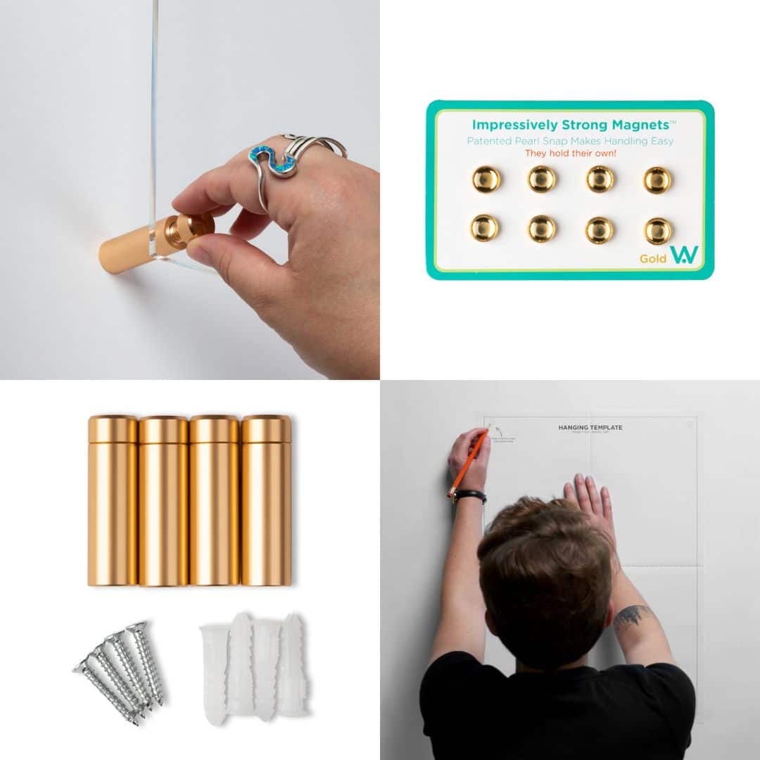 Wexel Art Single Panel Clear Acrylic Floating Wall Frame &#x26; Magnets with Gold Hardware