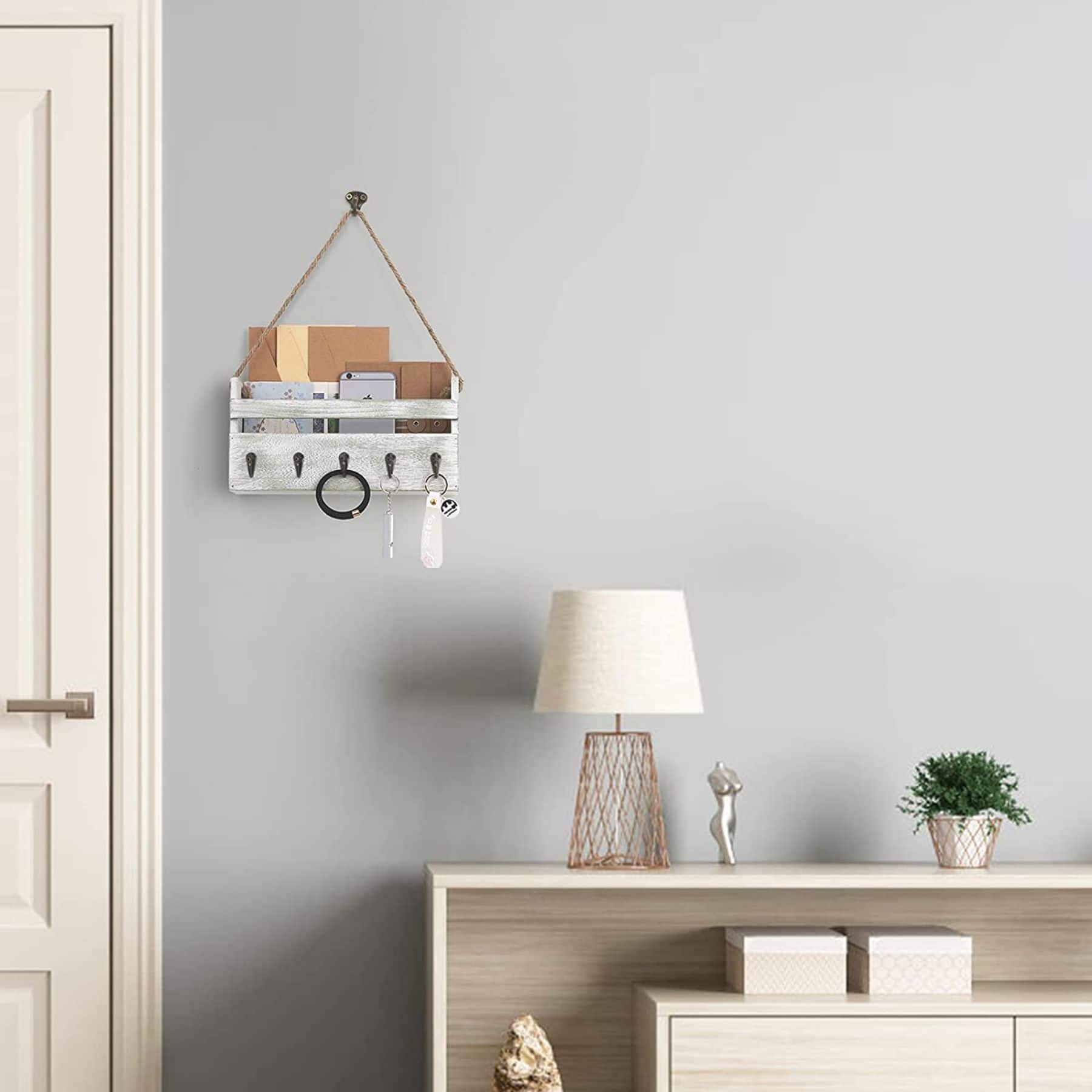 NEX™ Weathered Green Hanging Wall-Mounted Mail Organizer with 5 Hooks