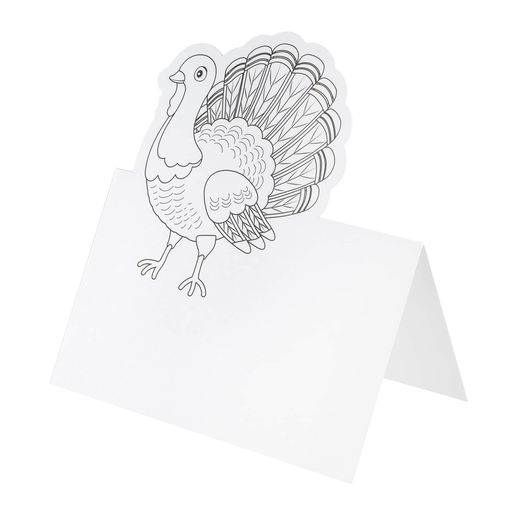 Color-Your-Own Pop-Up Turkey Place Cards, 12ct. by Celebrate It&#x2122;