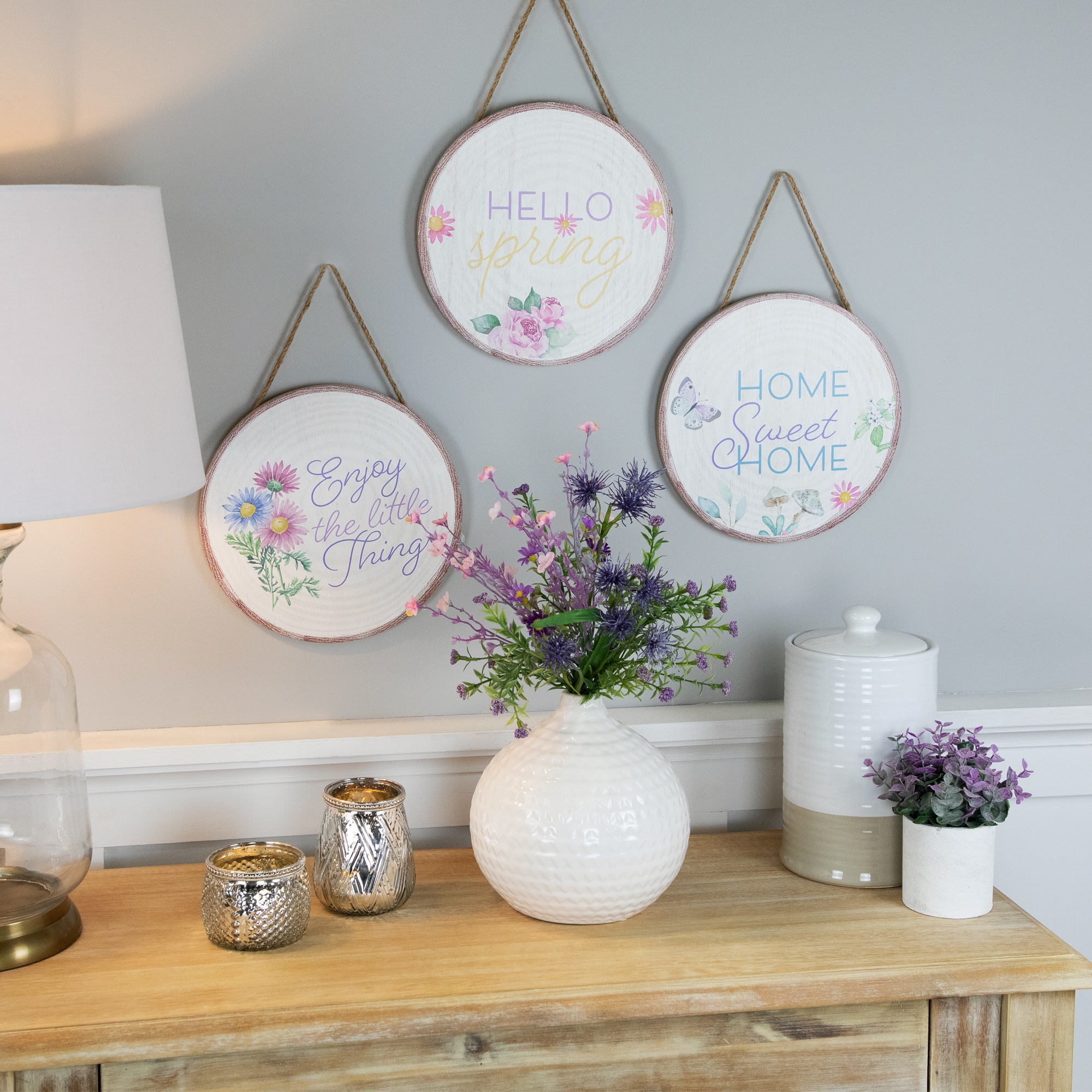 Springtime Floral Hanging Wall Sign Set