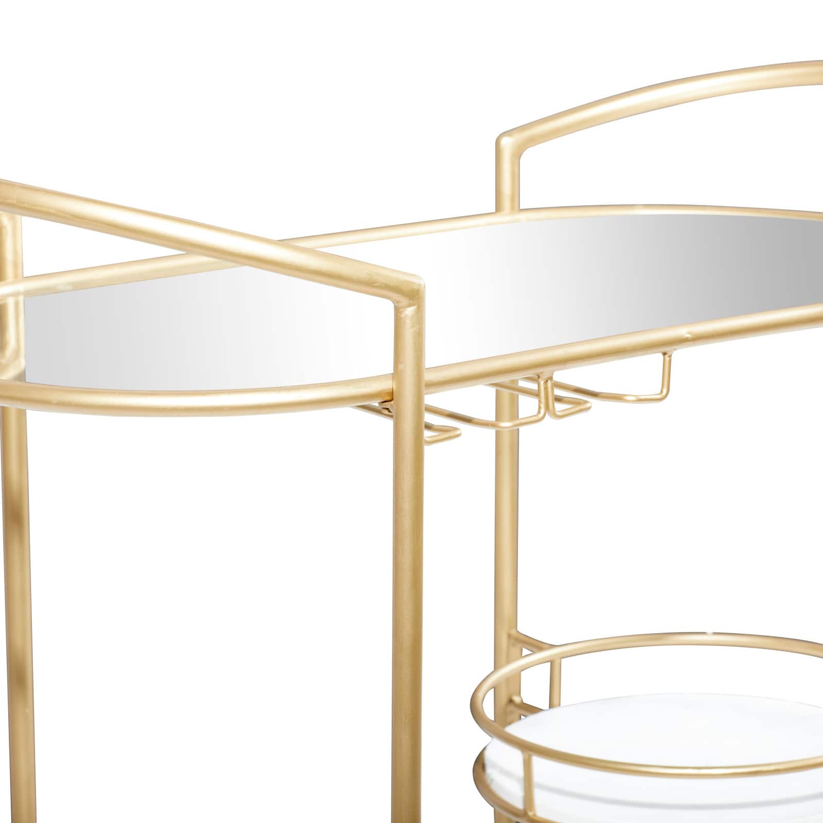 Gold Metal Contemporary Bar Cart, 33&#x22; x 31&#x22; x 16&#x22;