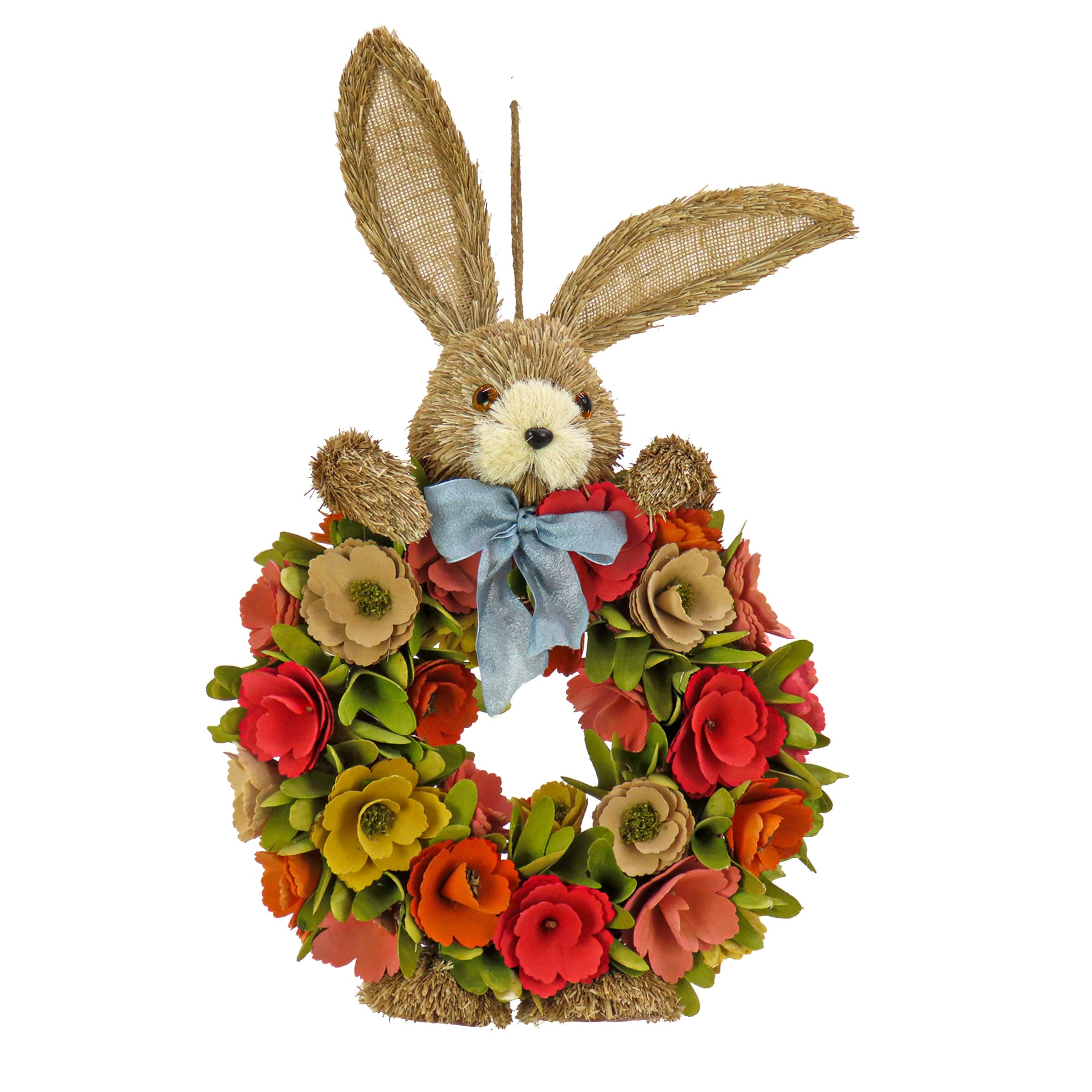 20&#x22; Flower Blooms &#x26; Bunny Wreath