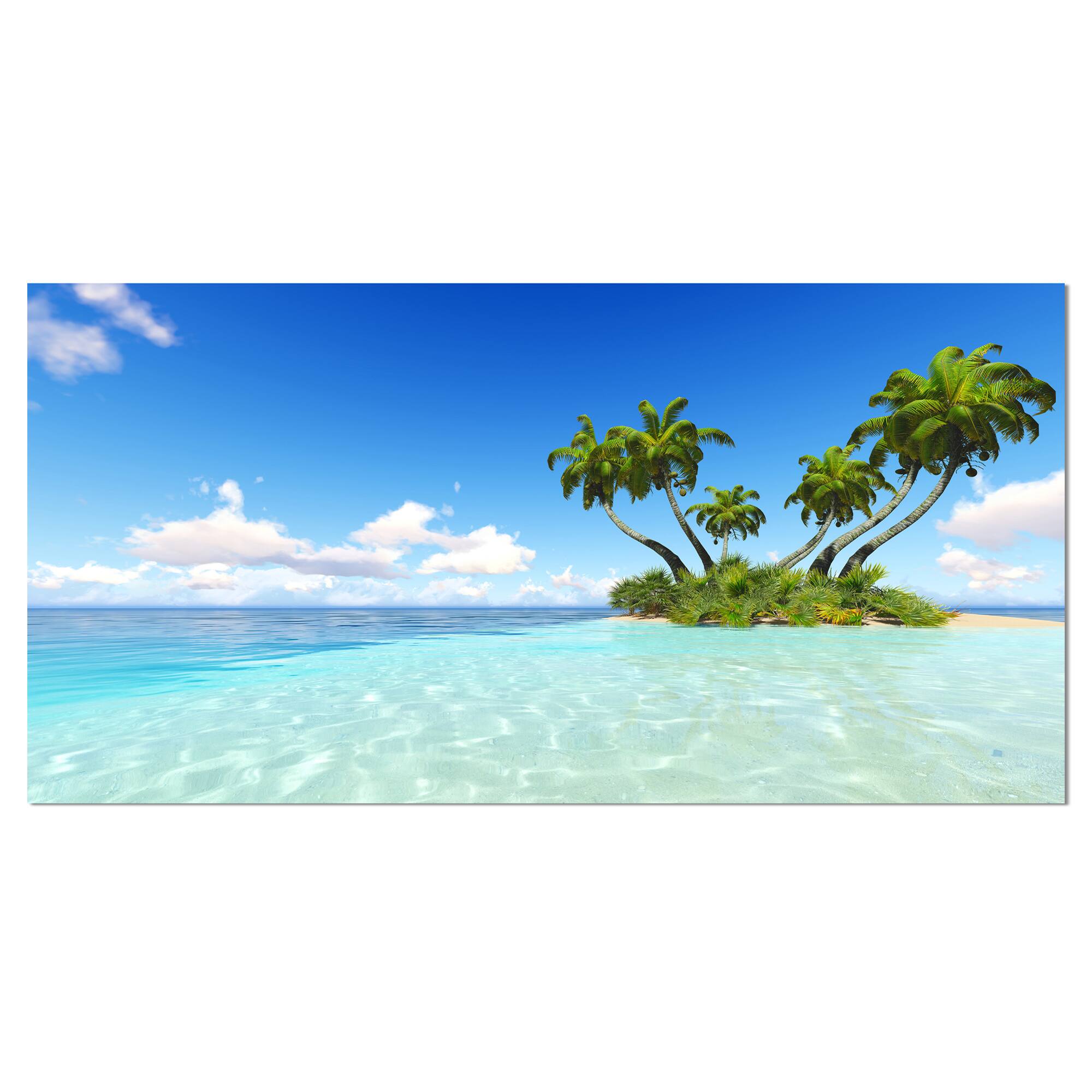 Designart - Corals Island under Blue Sky - Seascape Canvas Art Print