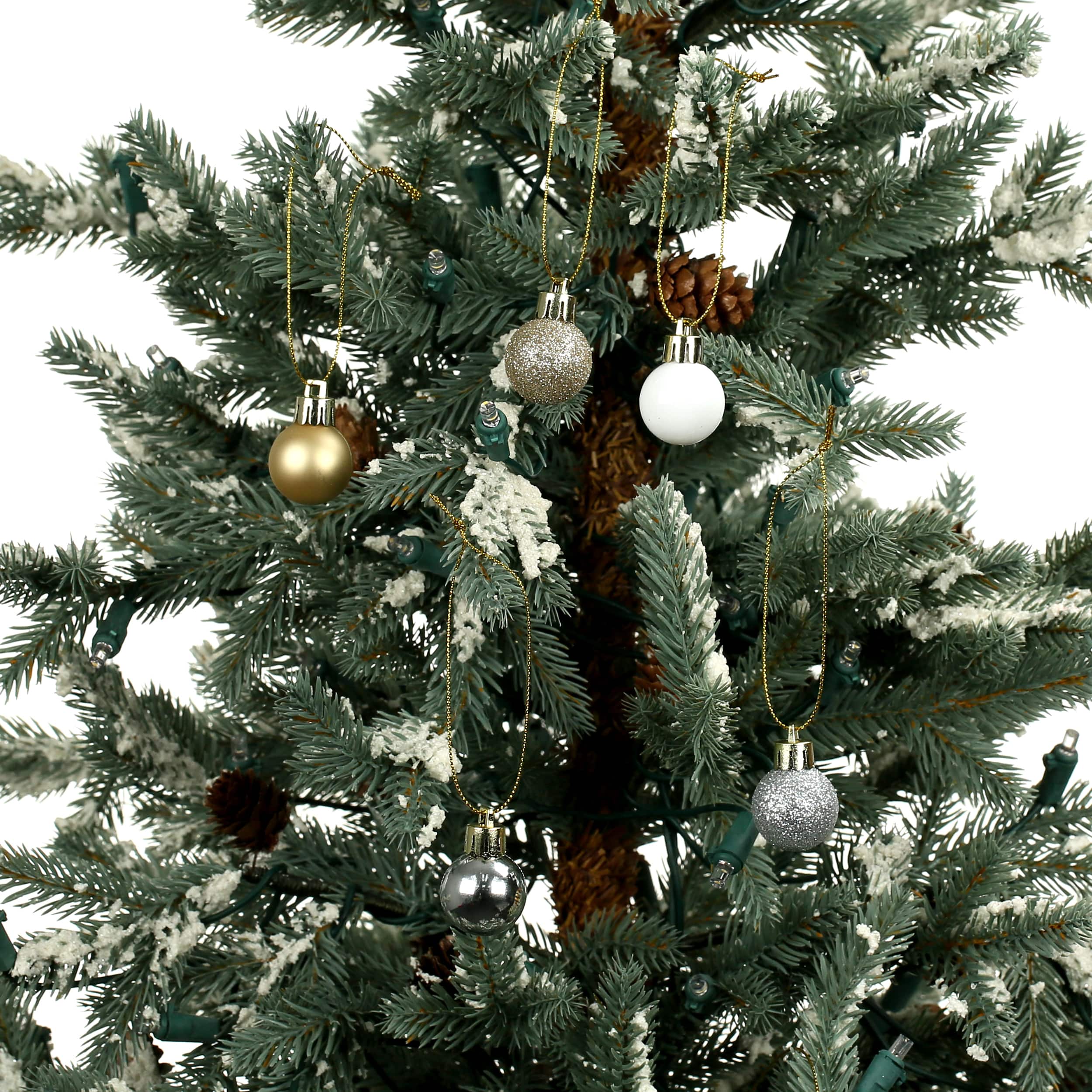 16 Pack 25mm Mini Silver &#x26; Gold Plastic Ball Ornaments by Ashland&#xAE;