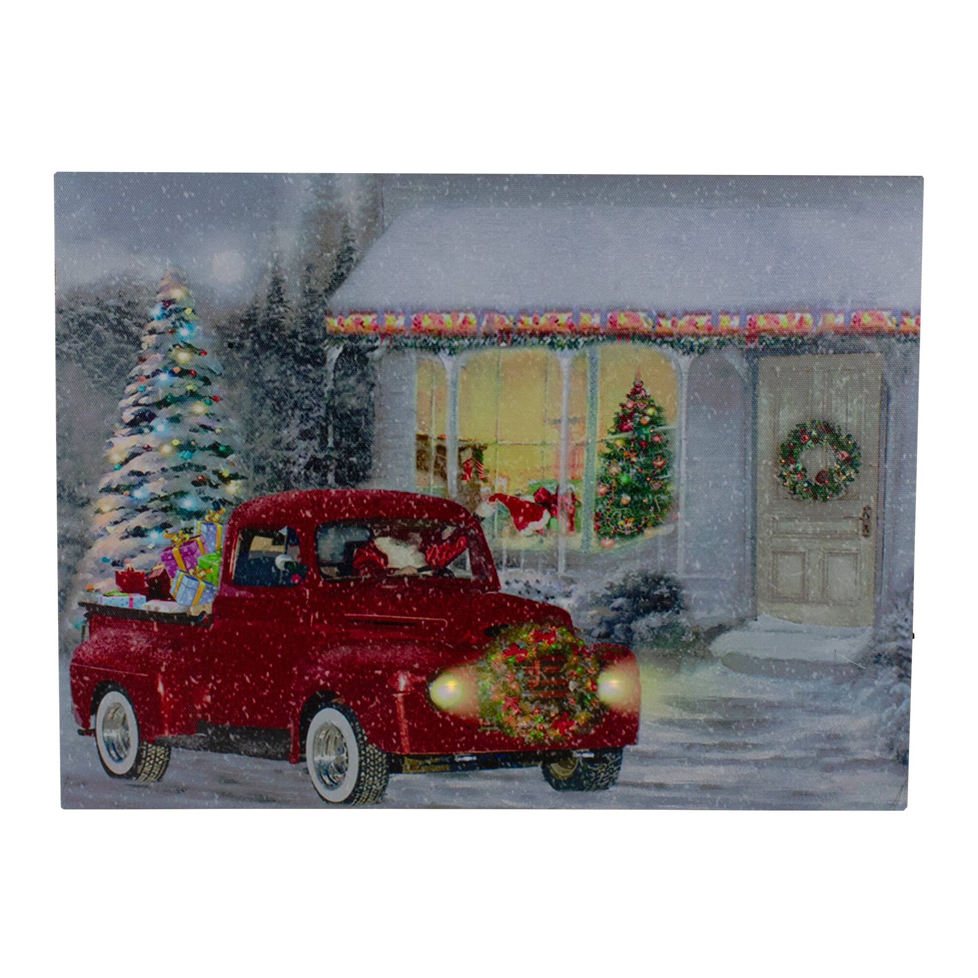 red truck christmas wall art