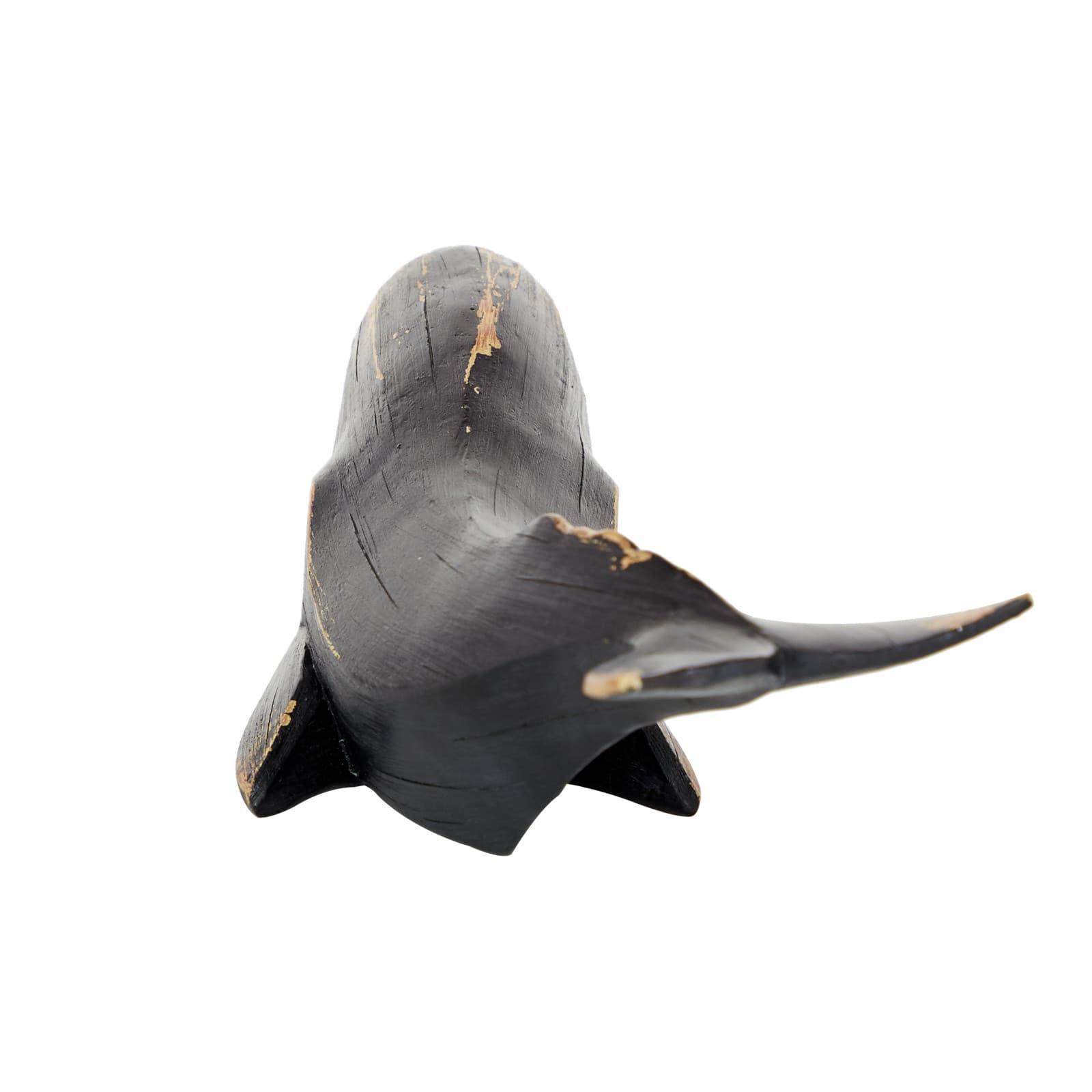 Black Polyresin Coastal Whale Sculpture, 4" x 14" x 5"