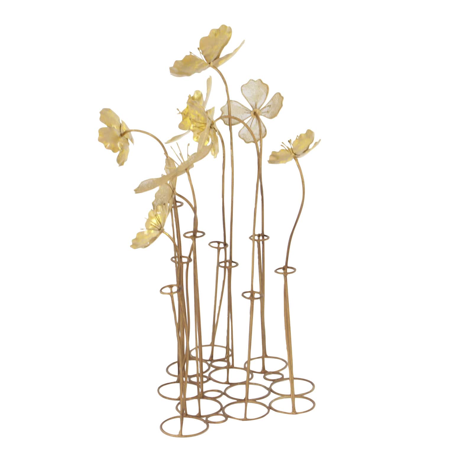 21&#x22; Gold Metal Flowers Sculpture
