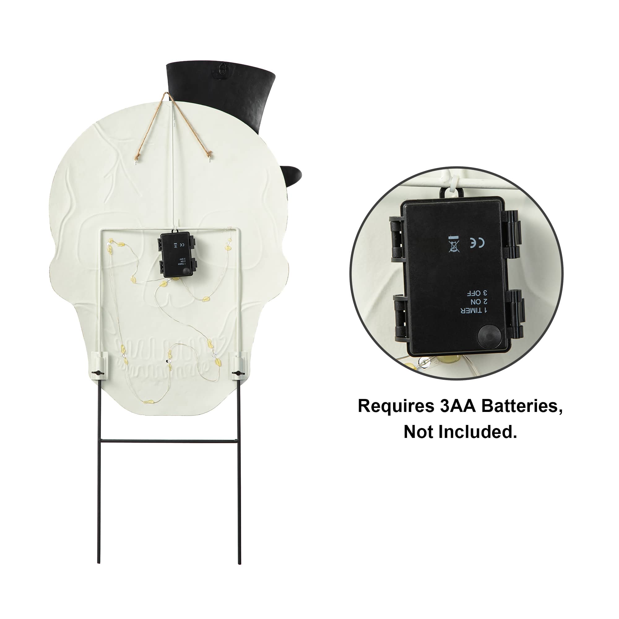 Glitzhome® 38" Lighted Halloween Metal Skull Yard Stake with Timer