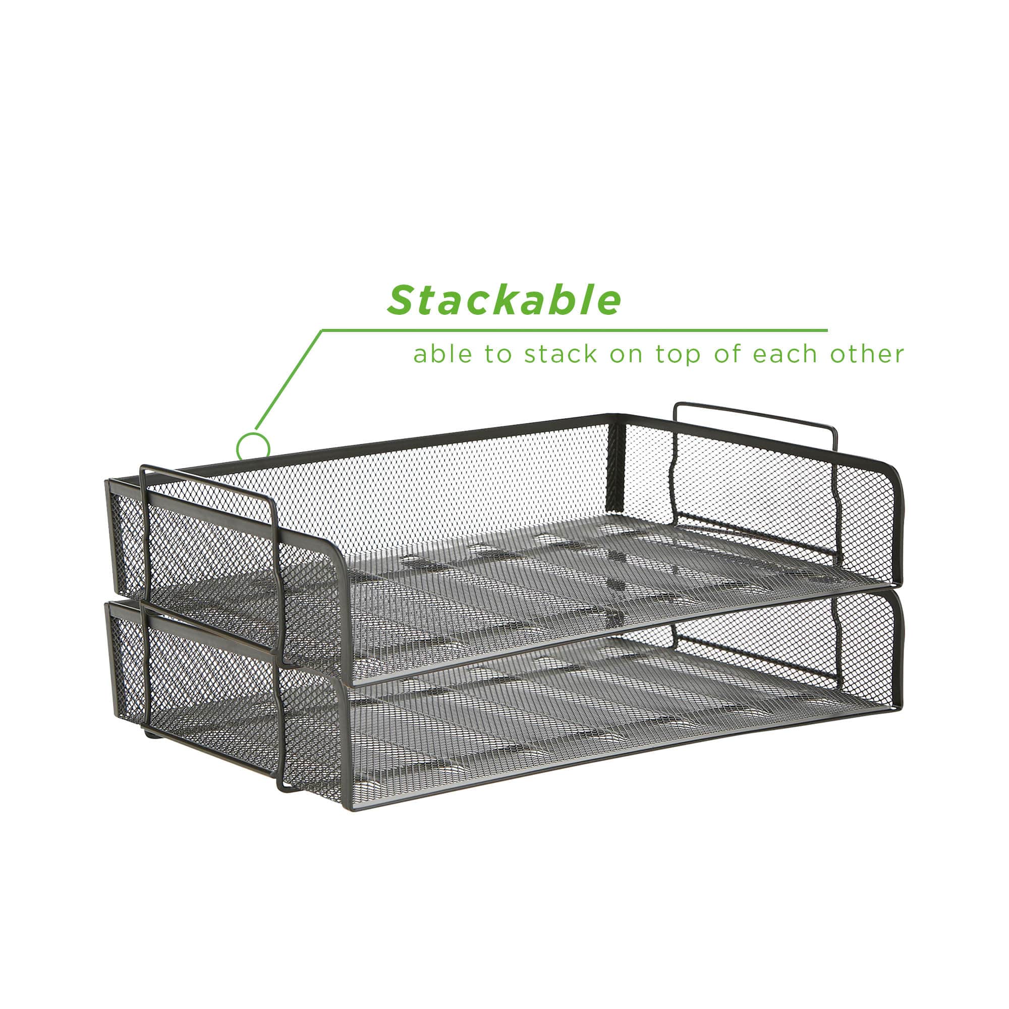 Mind Reader Stackable Metal Mesh Tray &#x26; Desk Document Organizer Set