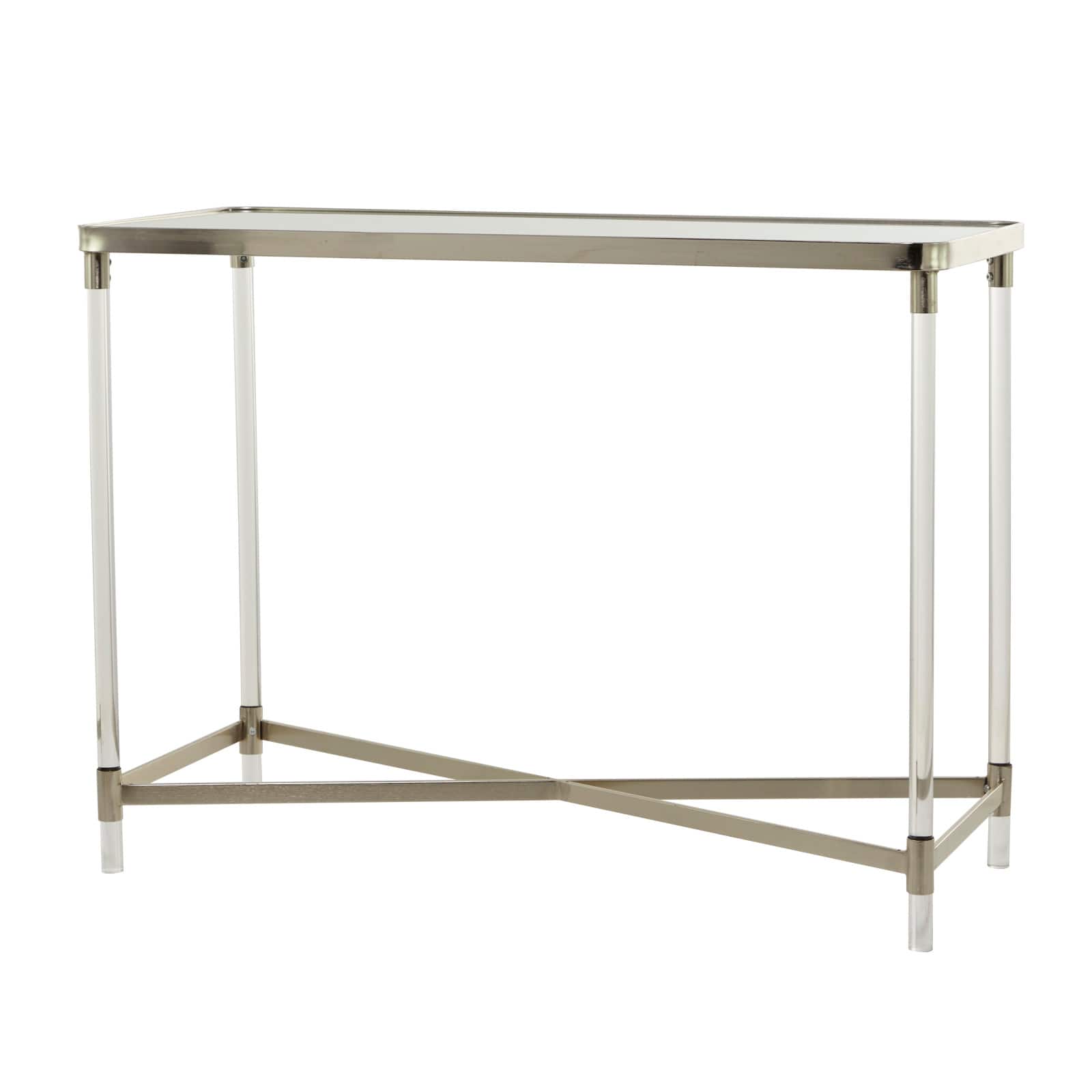 Silver Metal Contemporary Console Table, 44&#x22; x 19&#x22; x 33&#x22;
