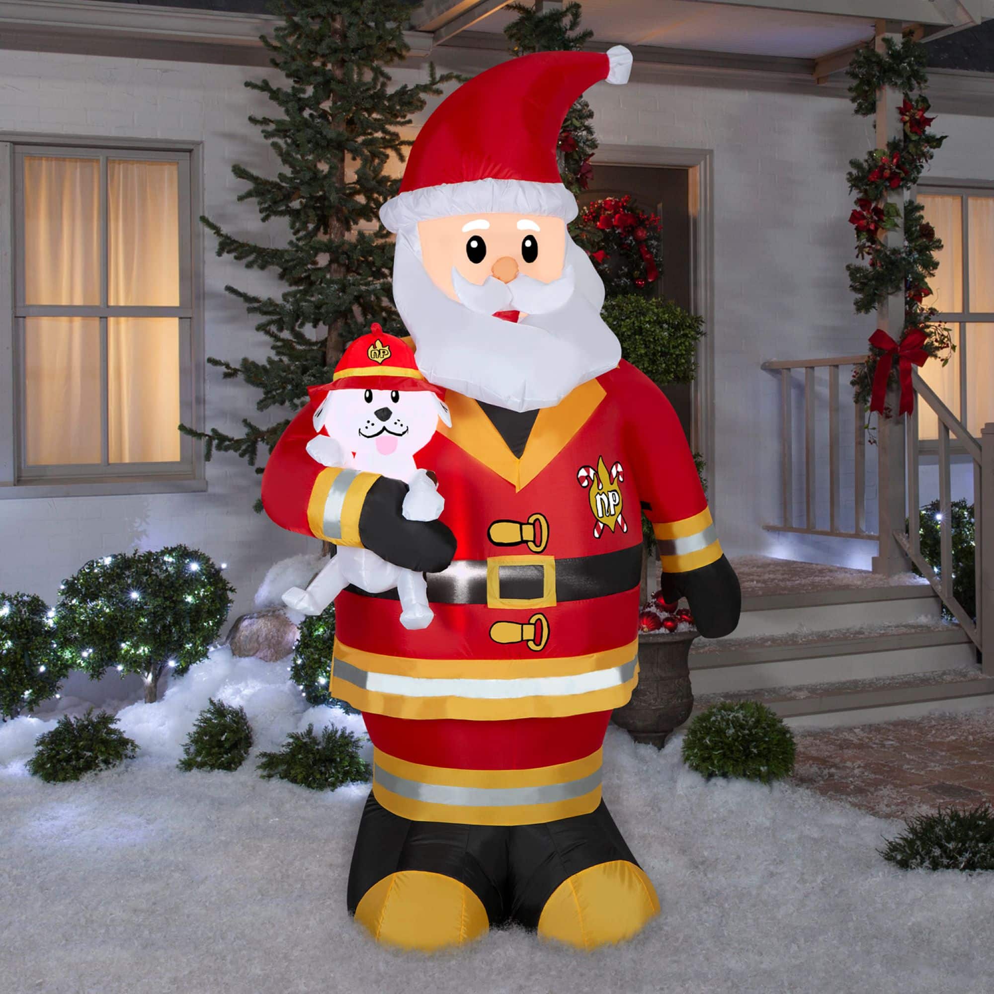 7ft. Airblown&#xAE; Inflatable Christmas Firefighter Santa