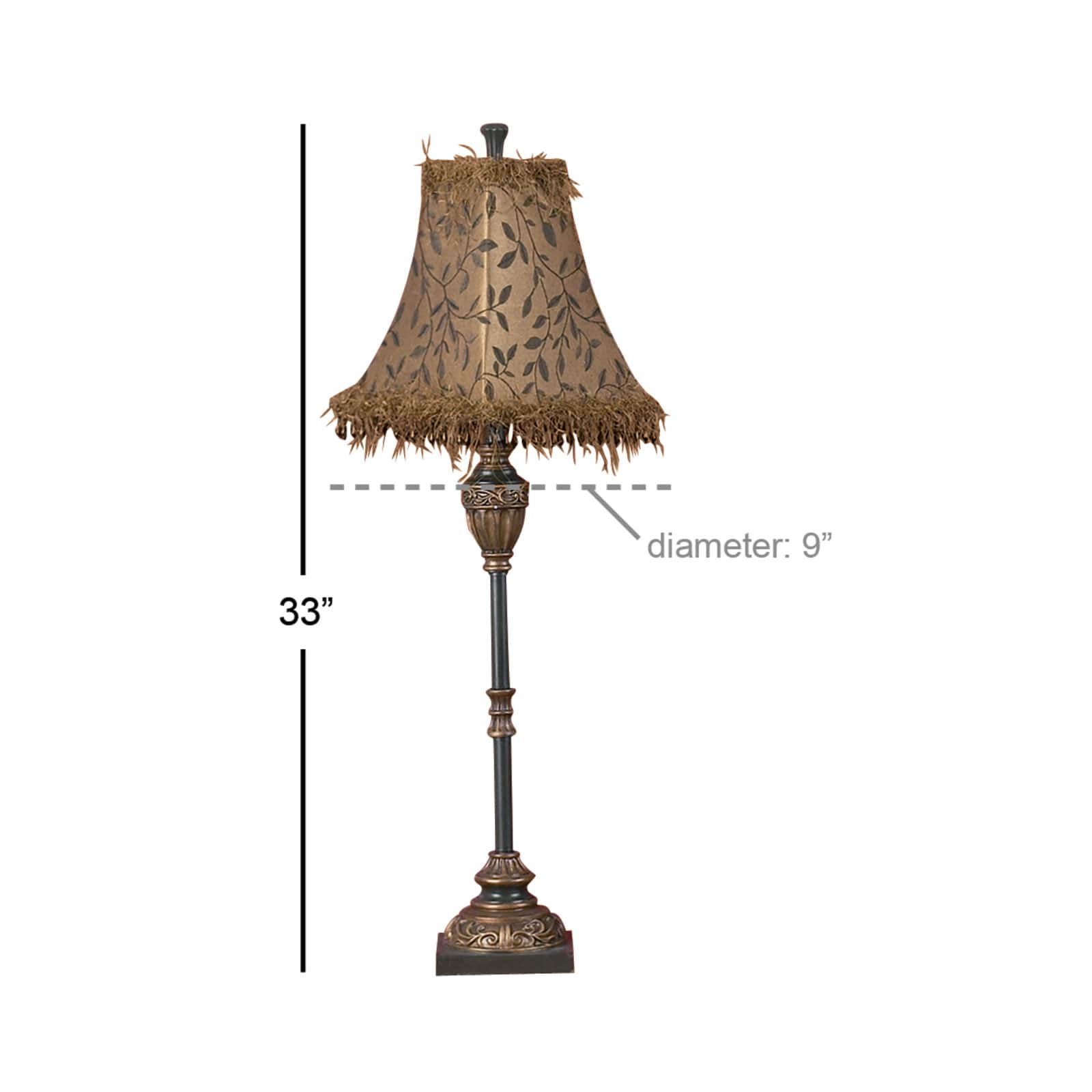 Brass Metal Tuscan Table Lamp, 33&#x22; x 10&#x22; x 10&#x22;