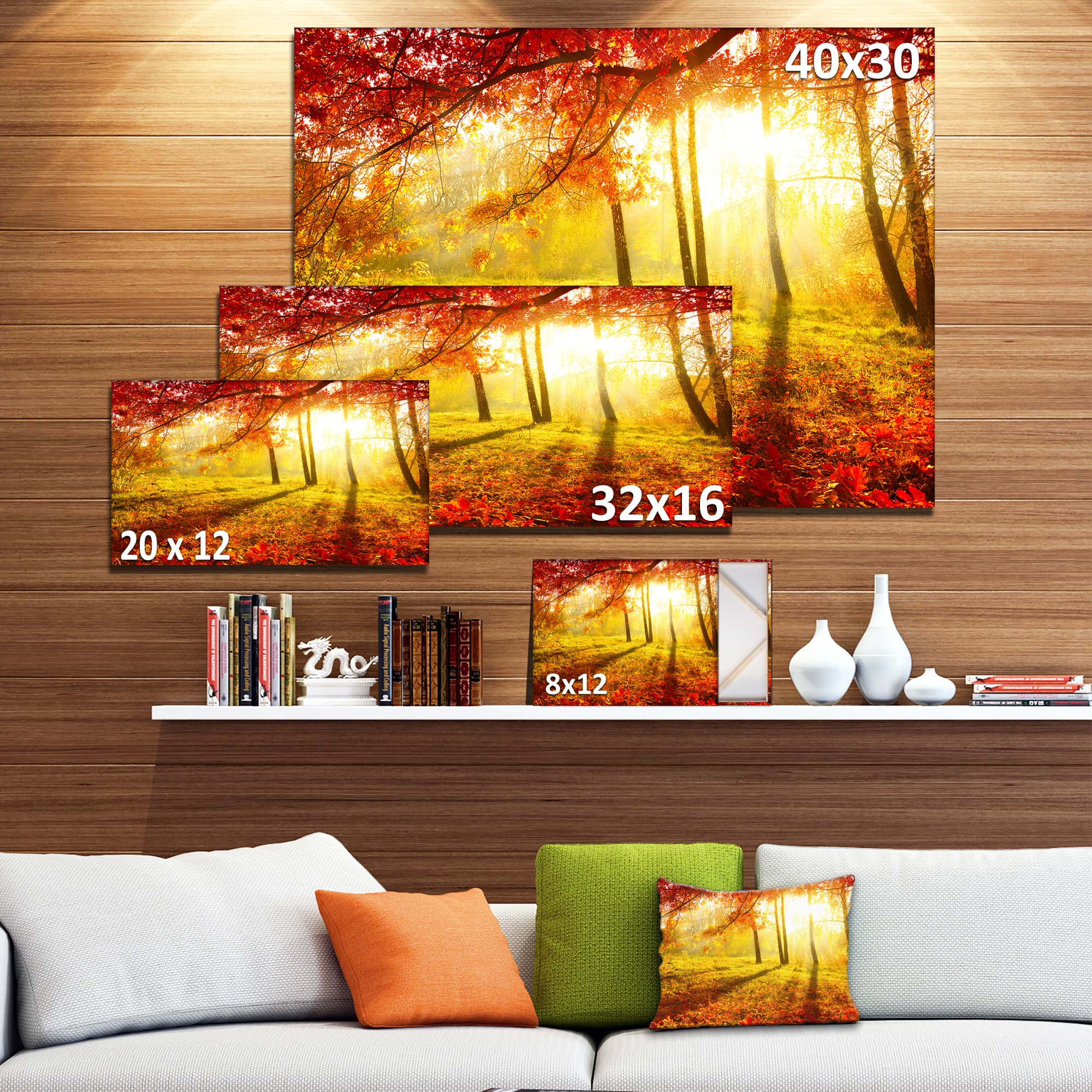 Designart - Yellow Red Fall Trees and Leaves - Landscape Canvas Art Print