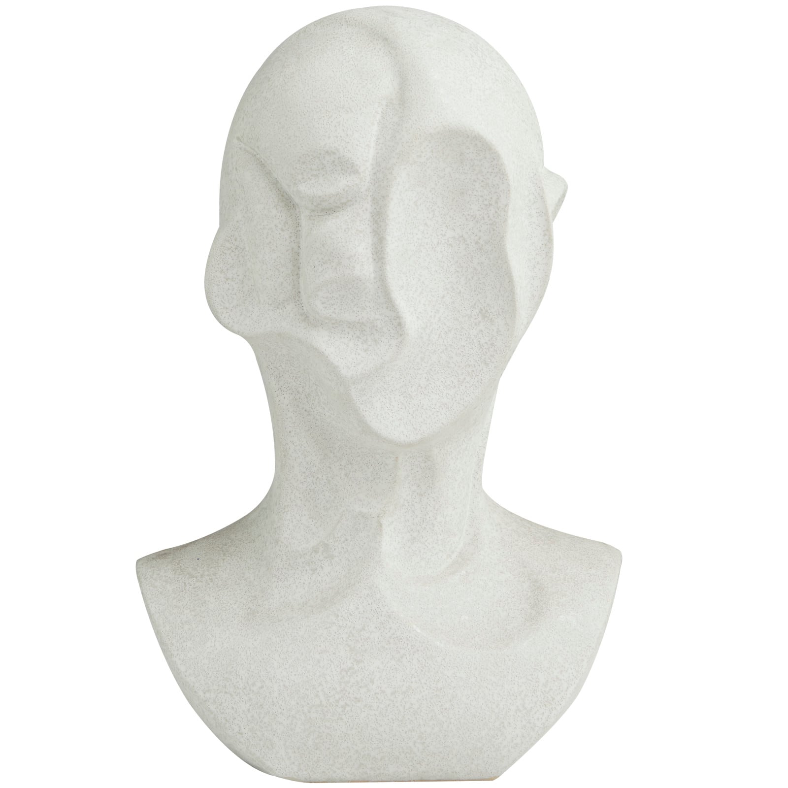 19&#x22; White Ceramic Cubist Inspired Head Sculpture