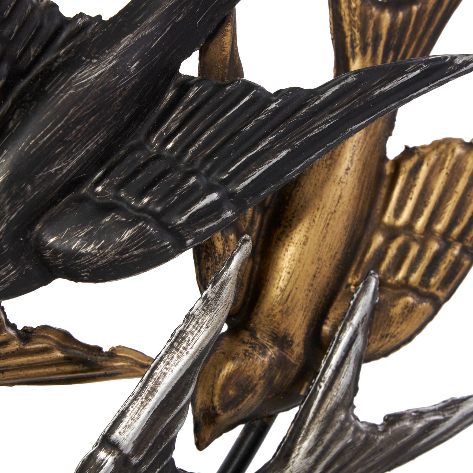 19.5&#x22; Black Metallic Flying Flock of Birds Sculpture D&#xE9;cor