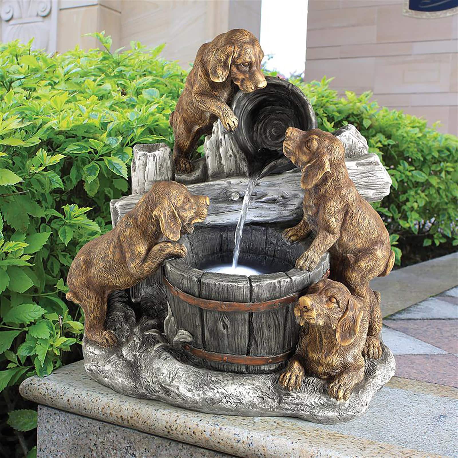 Design Toscano Puppy Pail Pour Garden Fountain